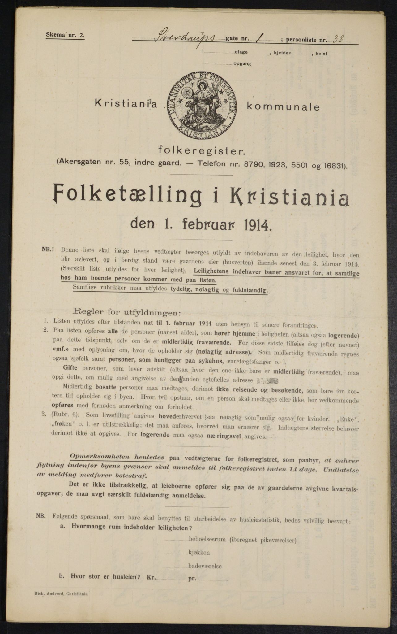 OBA, Kommunal folketelling 1.2.1914 for Kristiania, 1914, s. 105540