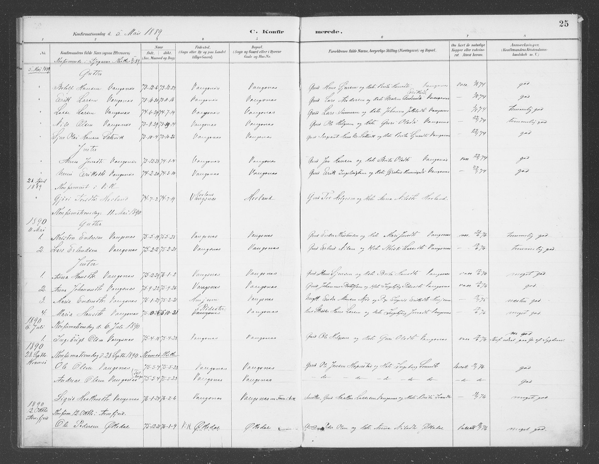 Balestrand sokneprestembete, AV/SAB-A-79601/H/Haa/Haae/L0001: Ministerialbok nr. E  1, 1889-1909, s. 25
