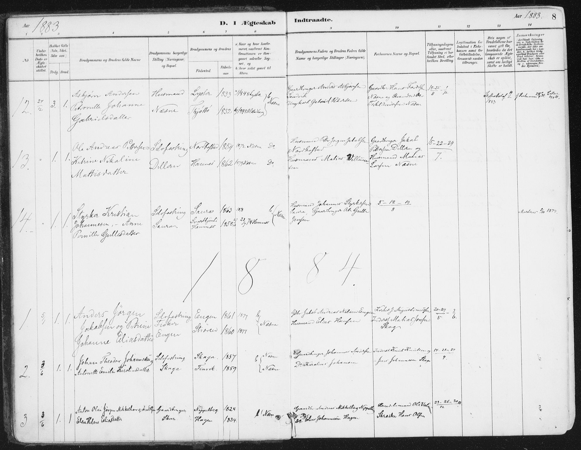 Ministerialprotokoller, klokkerbøker og fødselsregistre - Nordland, SAT/A-1459/838/L0553: Ministerialbok nr. 838A11, 1880-1910, s. 8