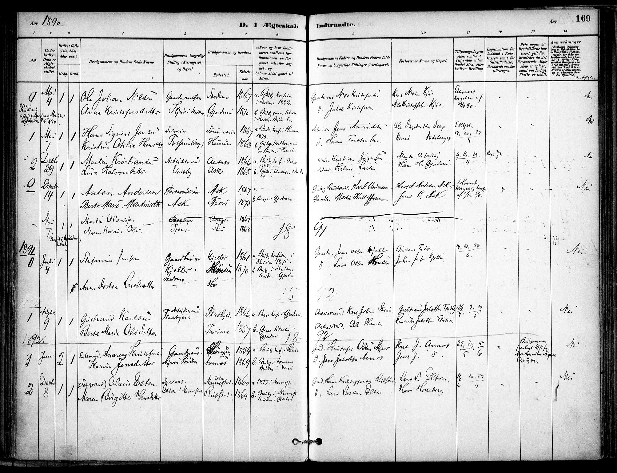 Gjerdrum prestekontor Kirkebøker, AV/SAO-A-10412b/F/Fb/L0001: Ministerialbok nr. II 1, 1881-1921, s. 169