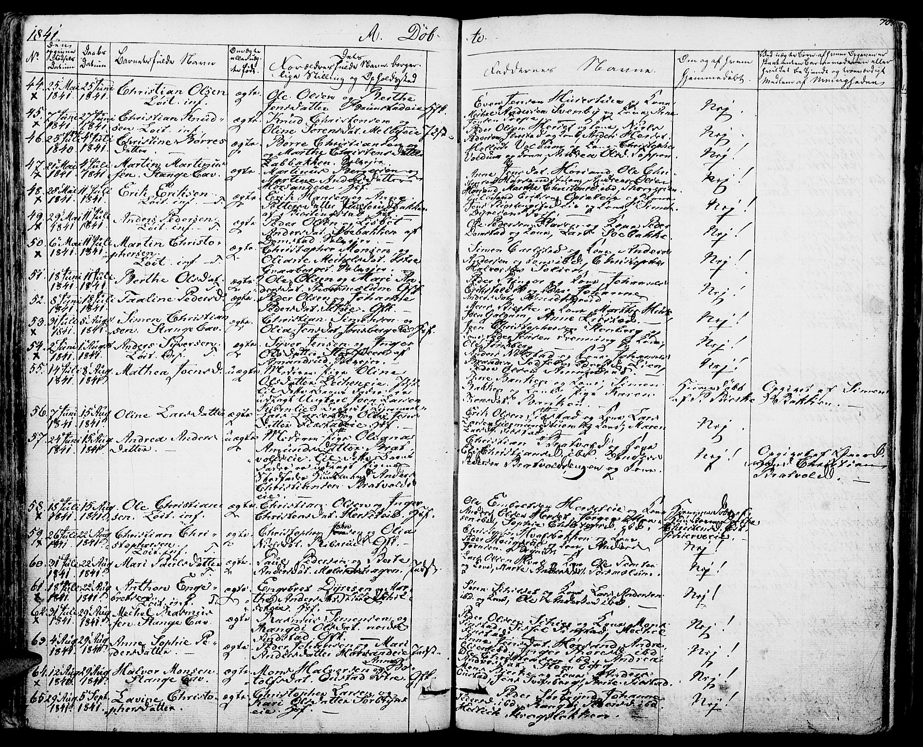 Romedal prestekontor, AV/SAH-PREST-004/K/L0003: Ministerialbok nr. 3, 1829-1846, s. 70