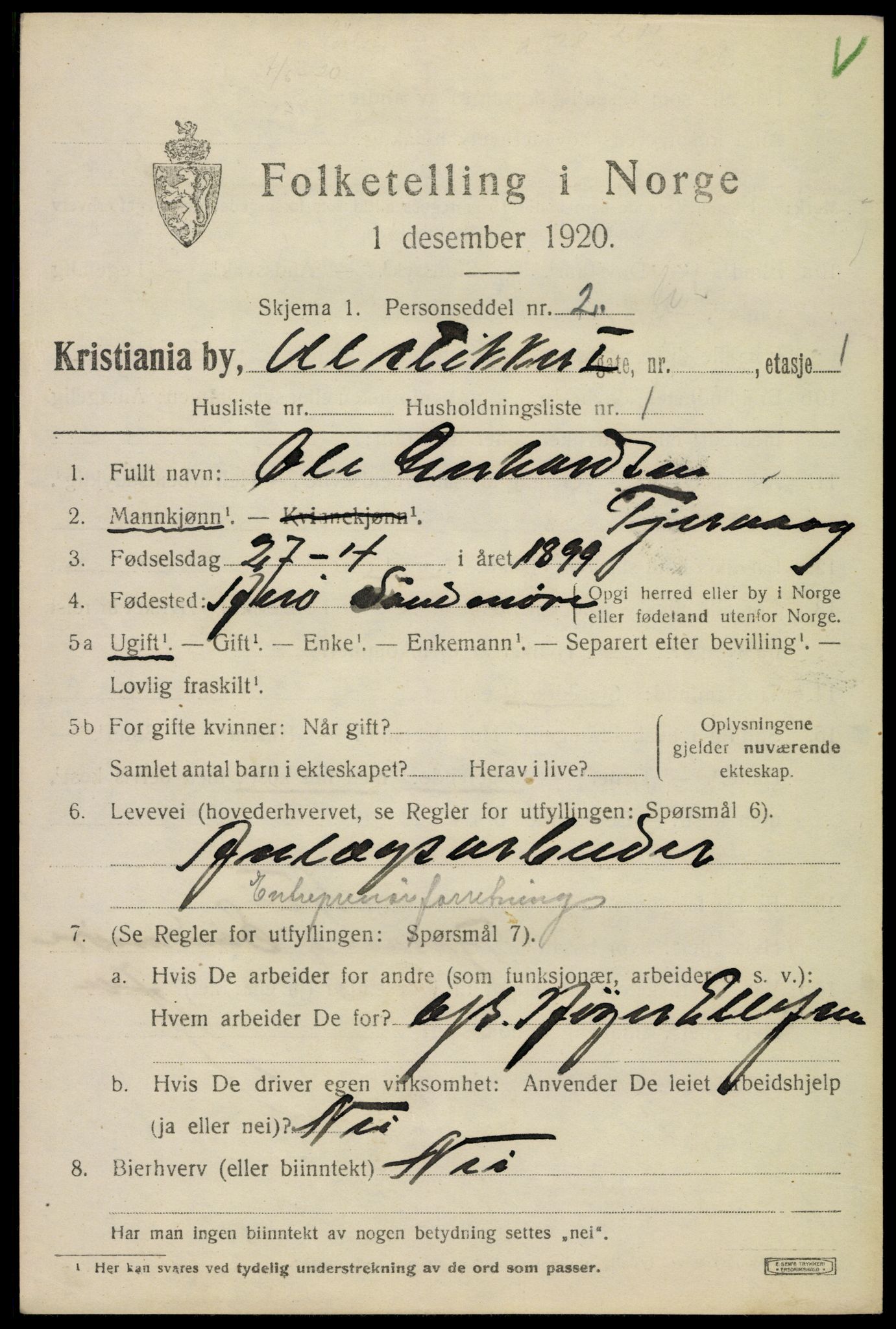 SAO, Folketelling 1920 for 0301 Kristiania kjøpstad, 1920, s. 139349