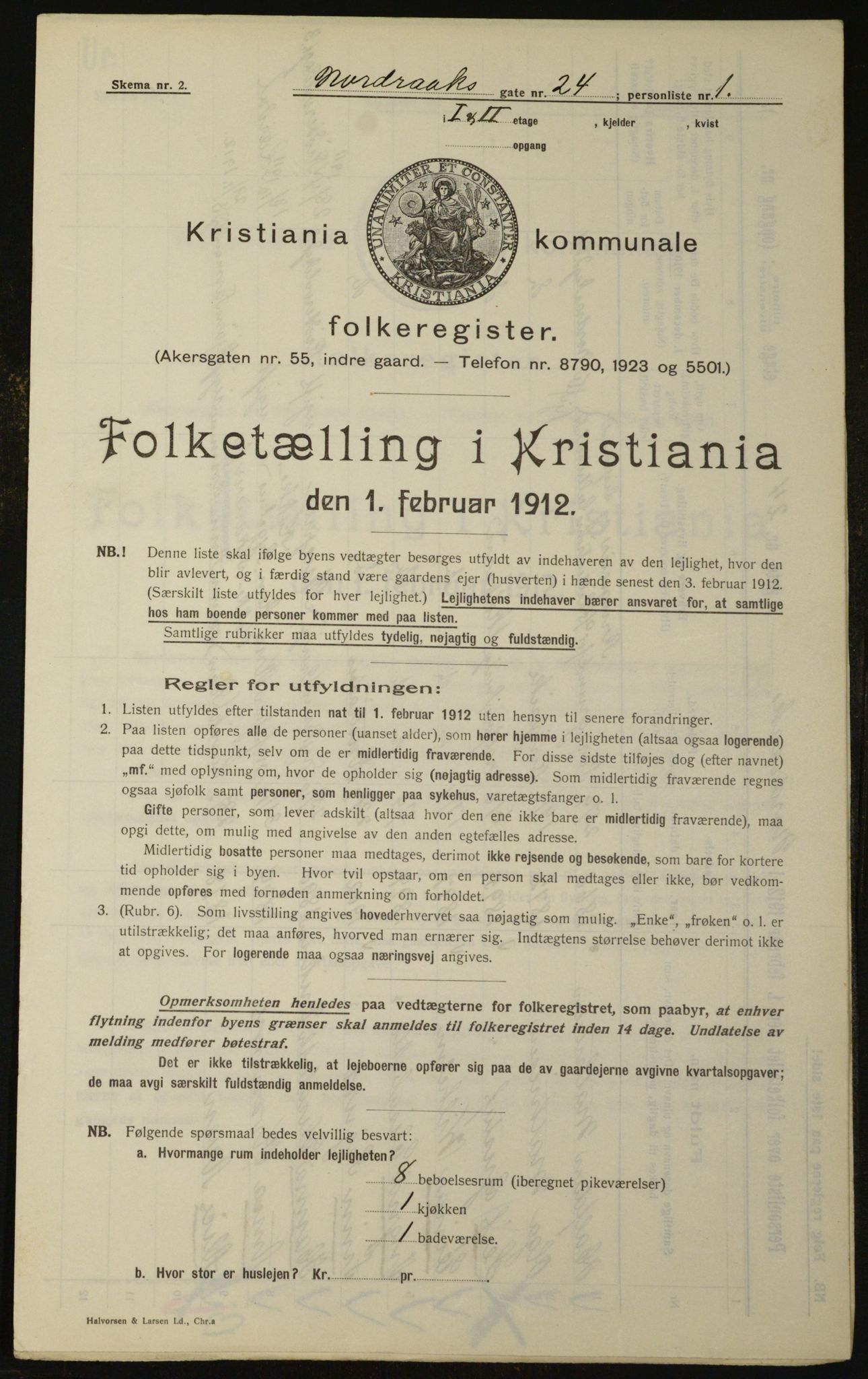 OBA, Kommunal folketelling 1.2.1912 for Kristiania, 1912, s. 74092