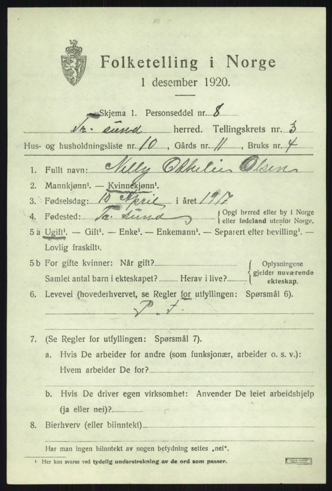 SATØ, Folketelling 1920 for 1934 Tromsøysund herred, 1920, s. 2826