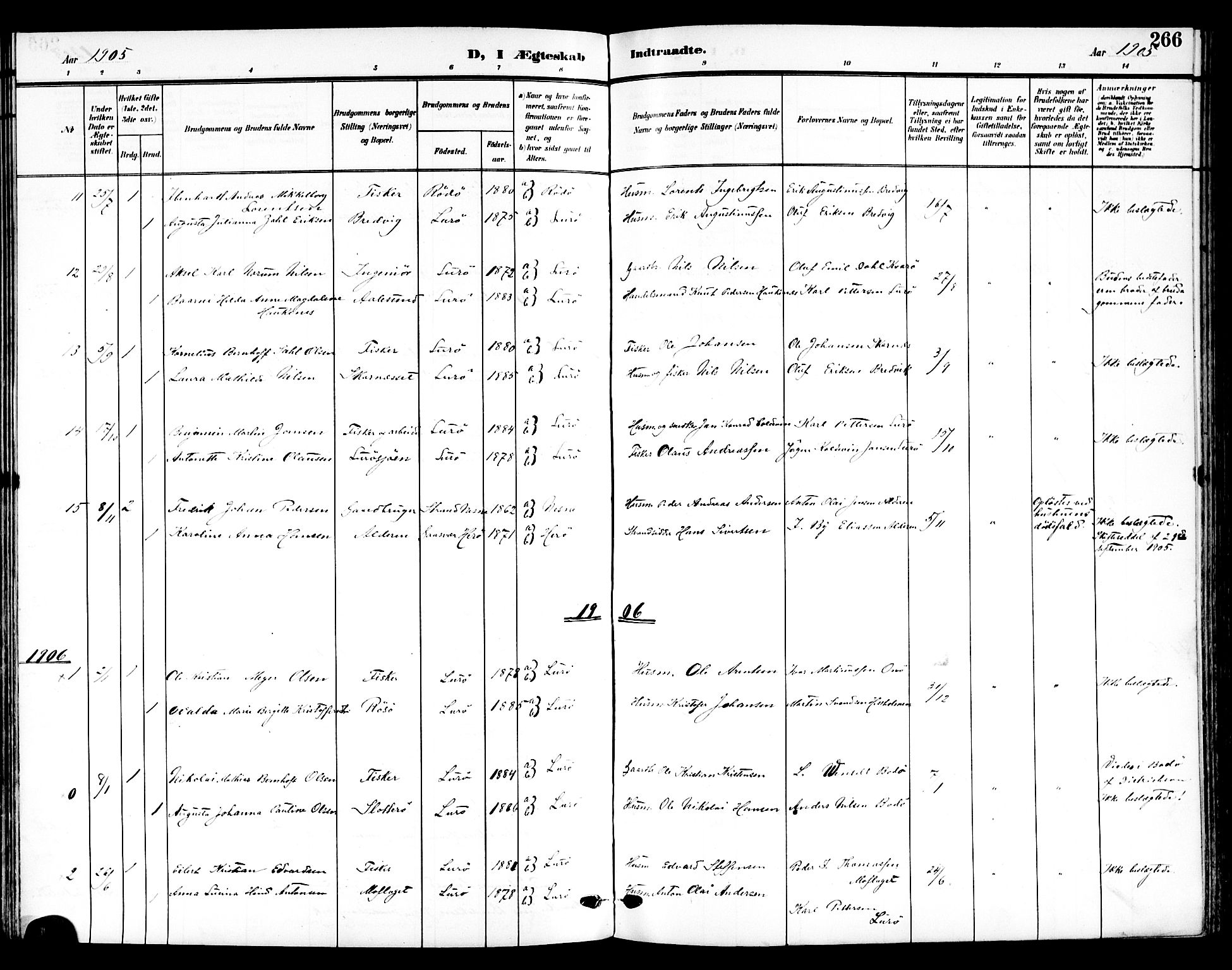 Ministerialprotokoller, klokkerbøker og fødselsregistre - Nordland, SAT/A-1459/839/L0569: Ministerialbok nr. 839A06, 1903-1922, s. 266