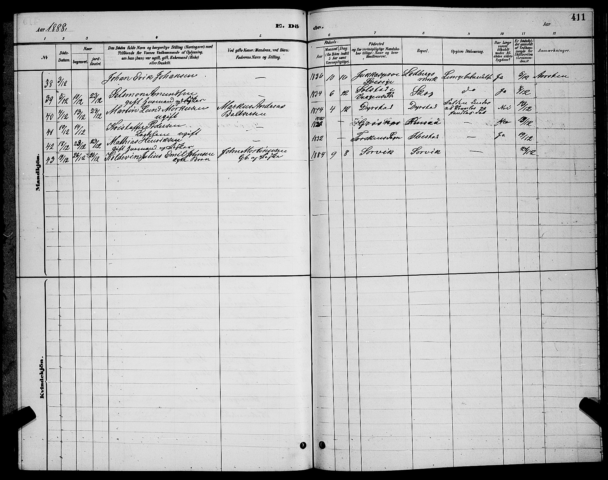 Ibestad sokneprestembete, AV/SATØ-S-0077/H/Ha/Hab/L0007klokker: Klokkerbok nr. 7, 1879-1889, s. 411