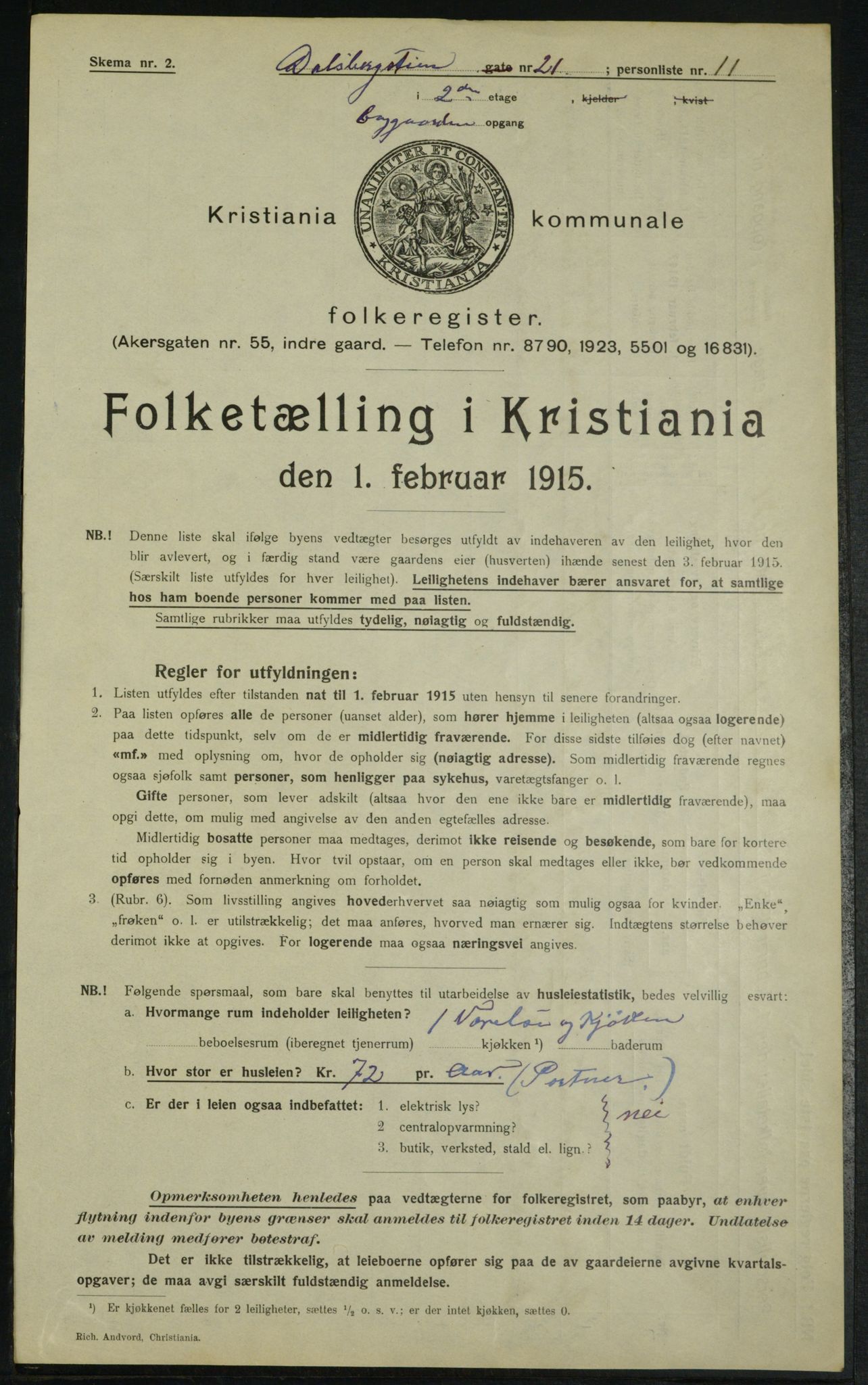 OBA, Kommunal folketelling 1.2.1915 for Kristiania, 1915, s. 14366