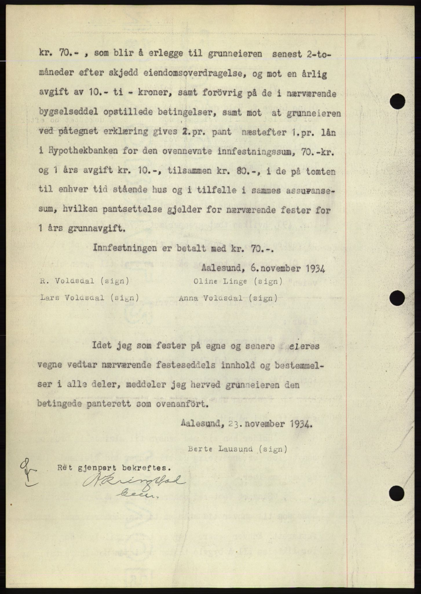 Ålesund byfogd, AV/SAT-A-4384: Pantebok nr. 32, 1934-1935, Tingl.dato: 27.11.1934