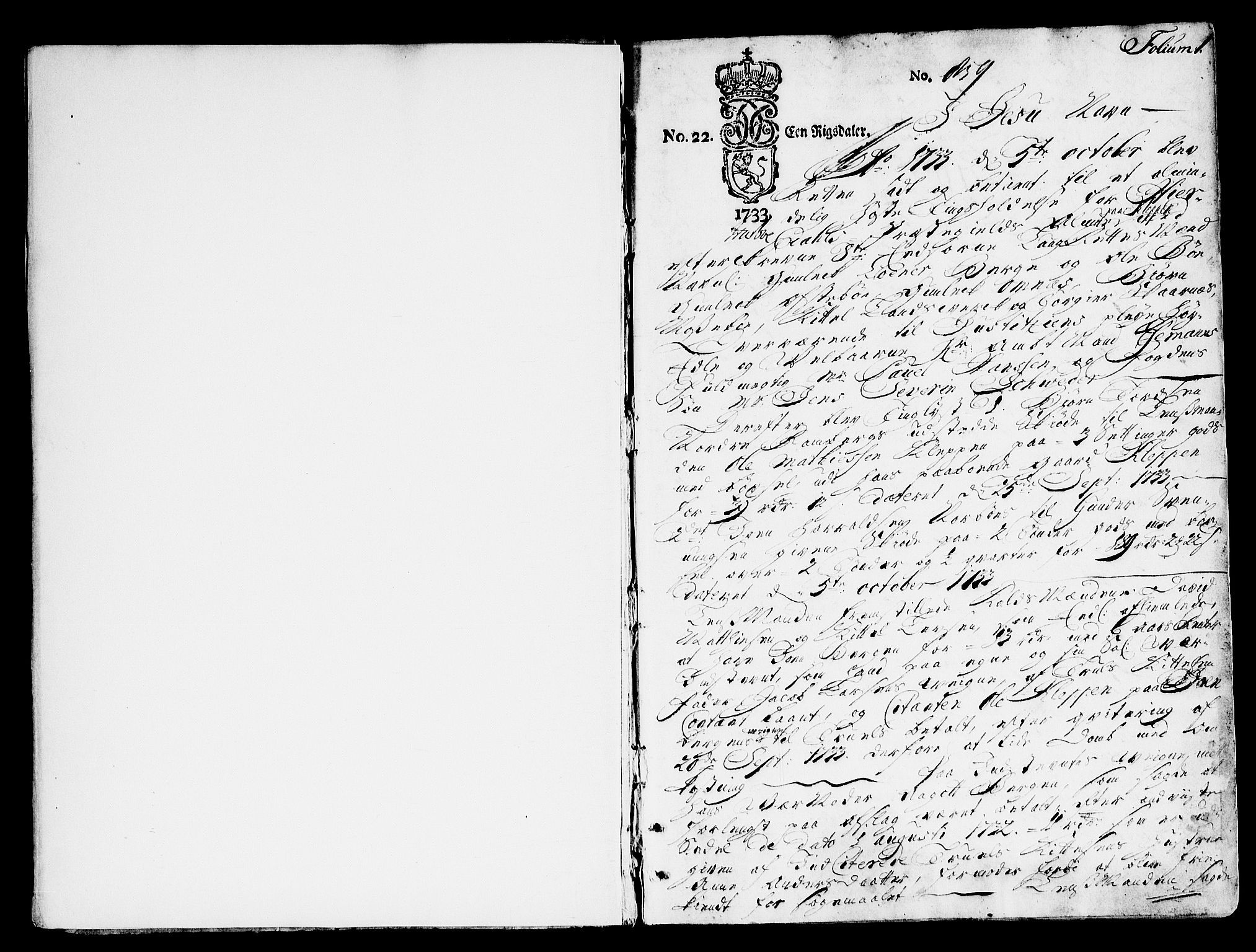 Nedre Telemark sorenskriveri, SAKO/A-135/F/Fa/L0014: Tingbok, 1733-1736, s. 1