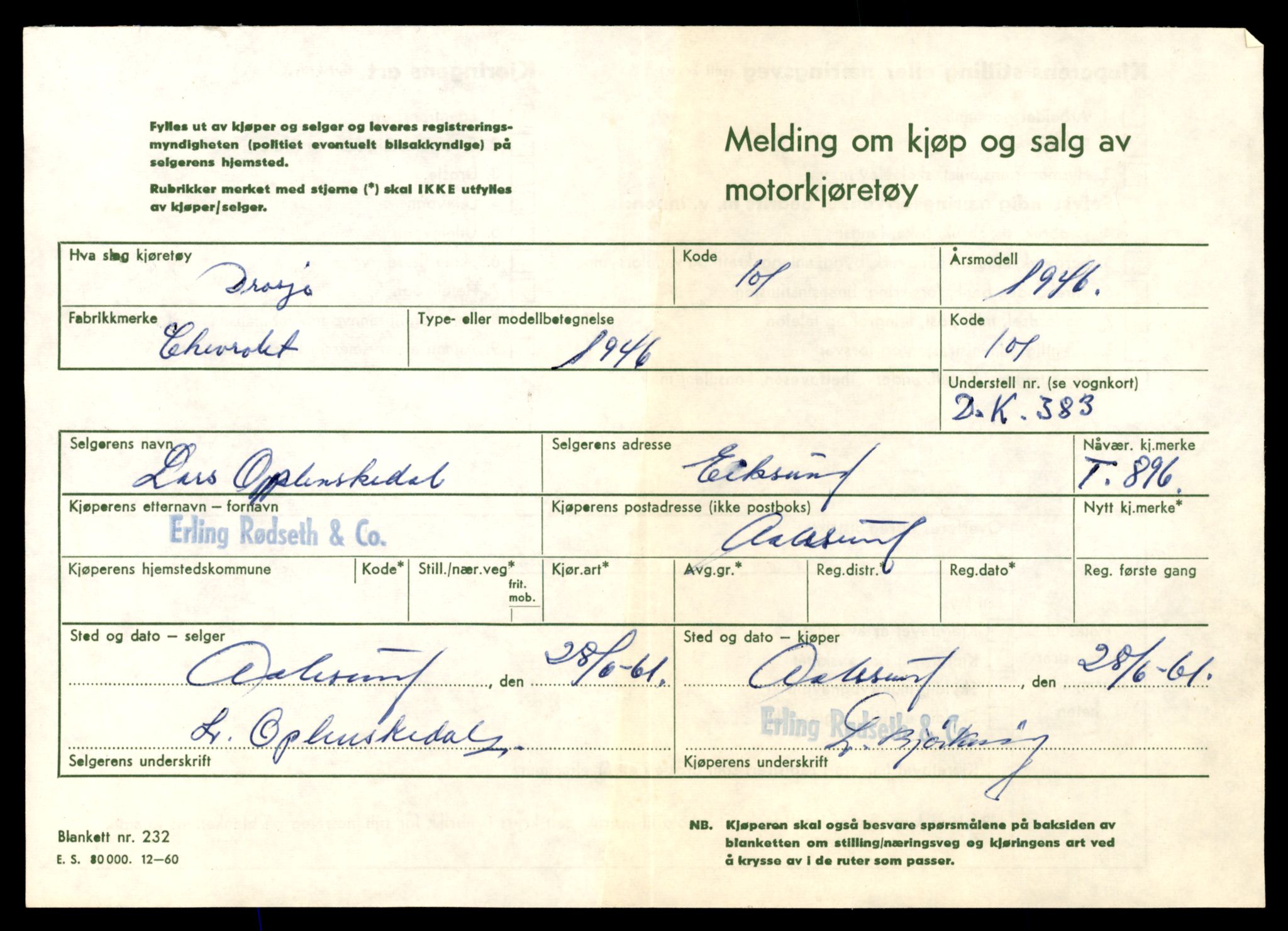 Møre og Romsdal vegkontor - Ålesund trafikkstasjon, SAT/A-4099/F/Fe/L0009: Registreringskort for kjøretøy T 896 - T 1049, 1927-1998, s. 3