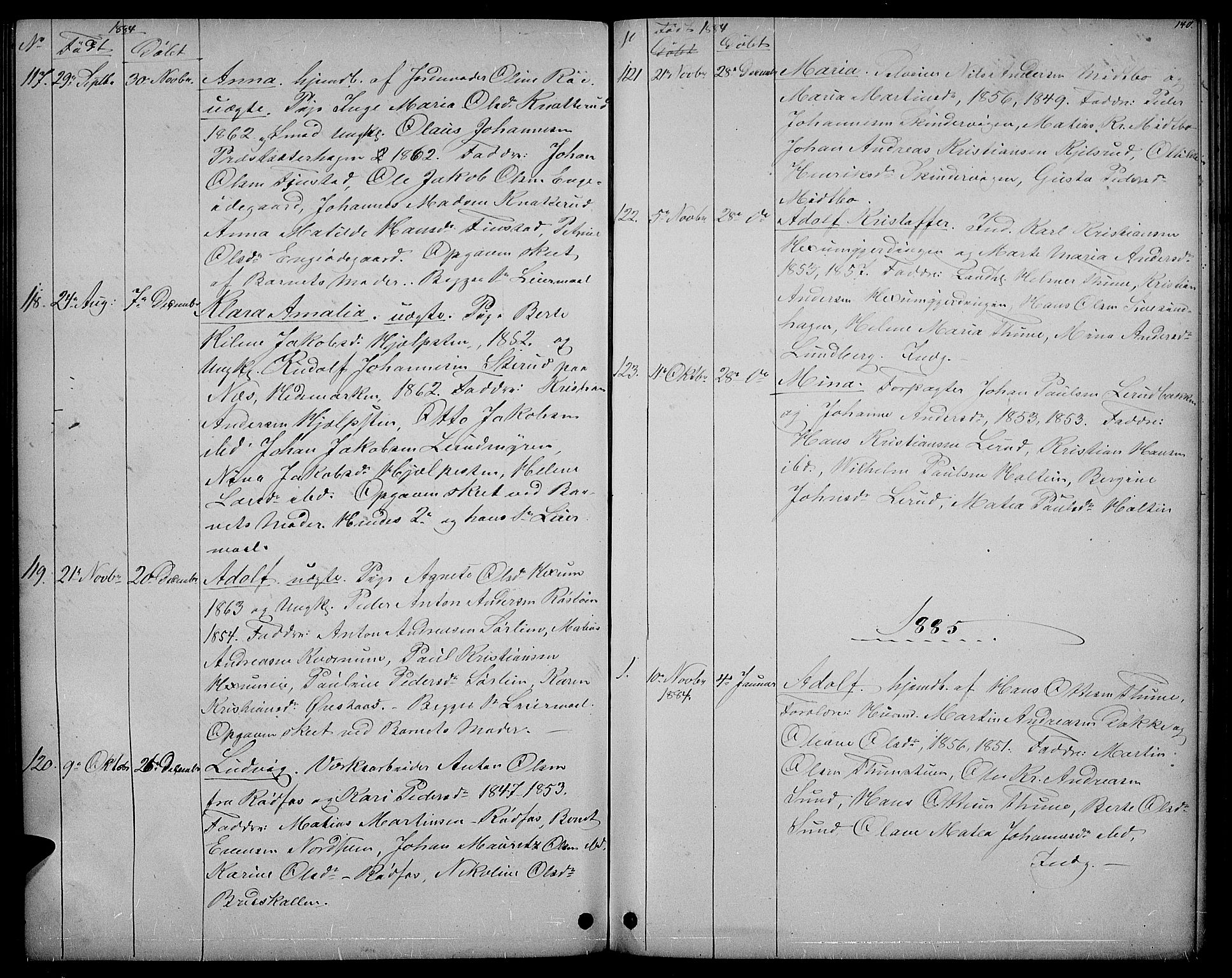 Vestre Toten prestekontor, AV/SAH-PREST-108/H/Ha/Hab/L0006: Klokkerbok nr. 6, 1870-1887, s. 140