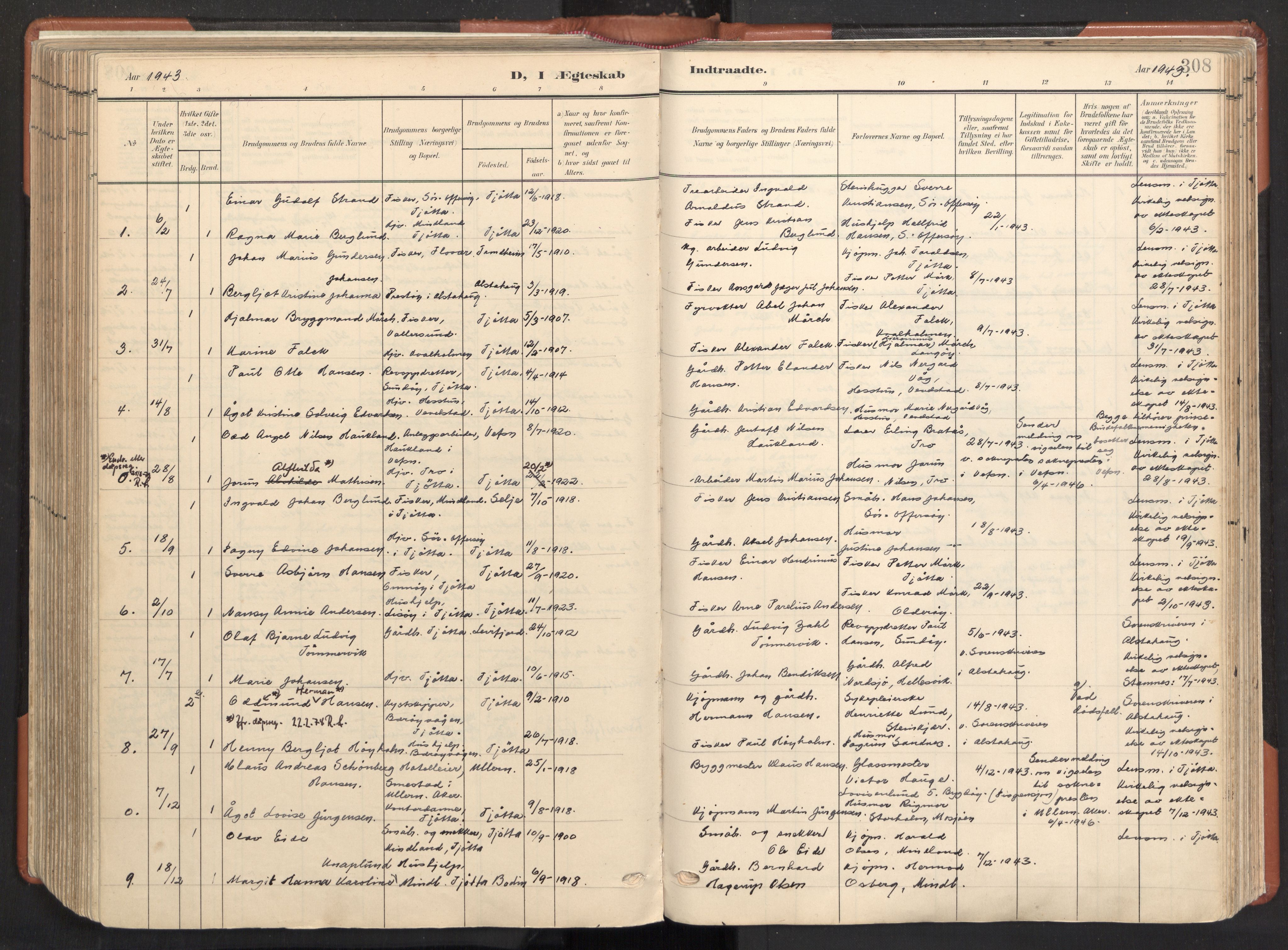 Ministerialprotokoller, klokkerbøker og fødselsregistre - Nordland, AV/SAT-A-1459/817/L0265: Ministerialbok nr. 817A05, 1908-1944, s. 308