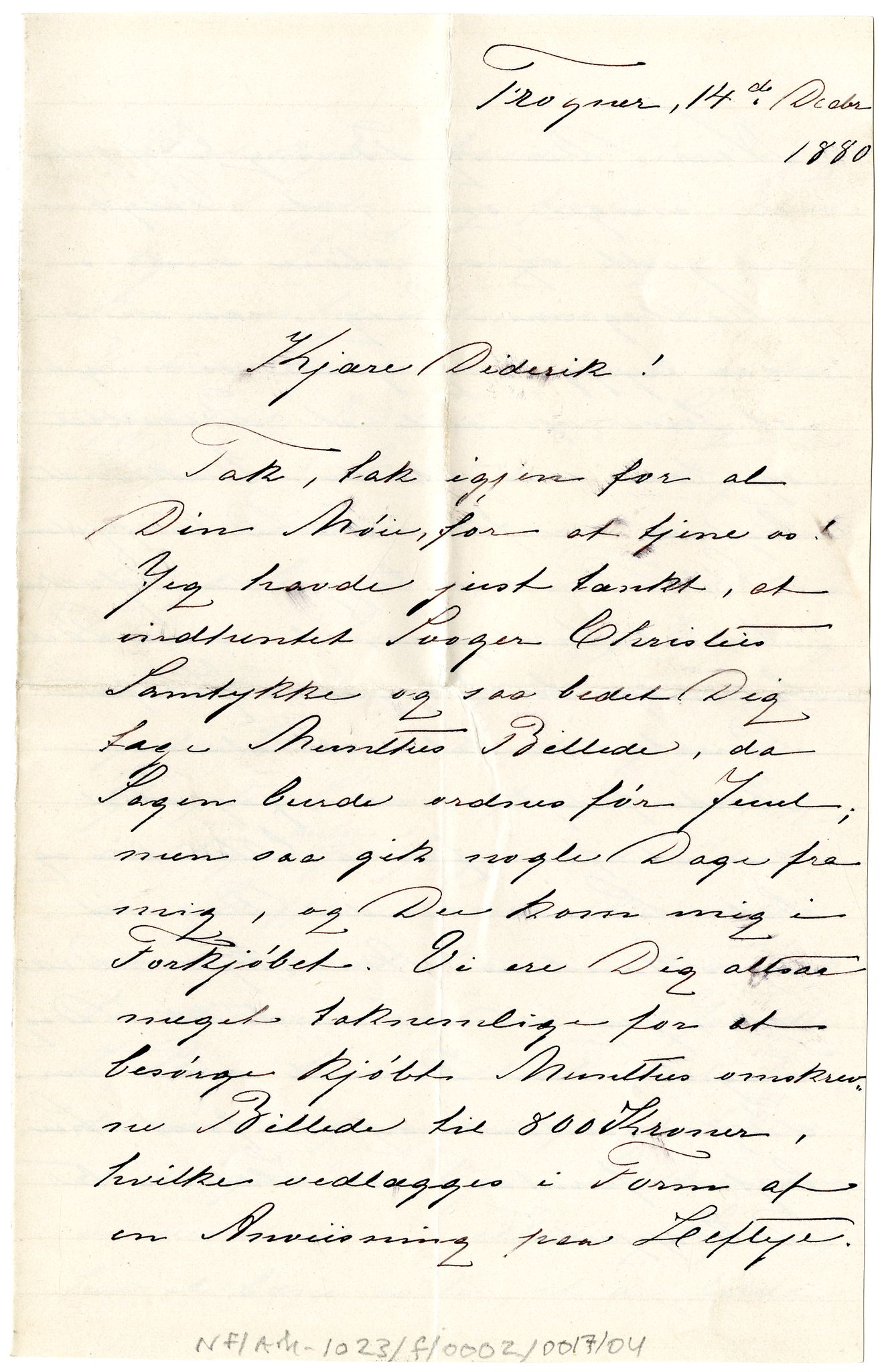 Diderik Maria Aalls brevsamling, NF/Ark-1023/F/L0002: D.M. Aalls brevsamling. B - C, 1799-1889, s. 70