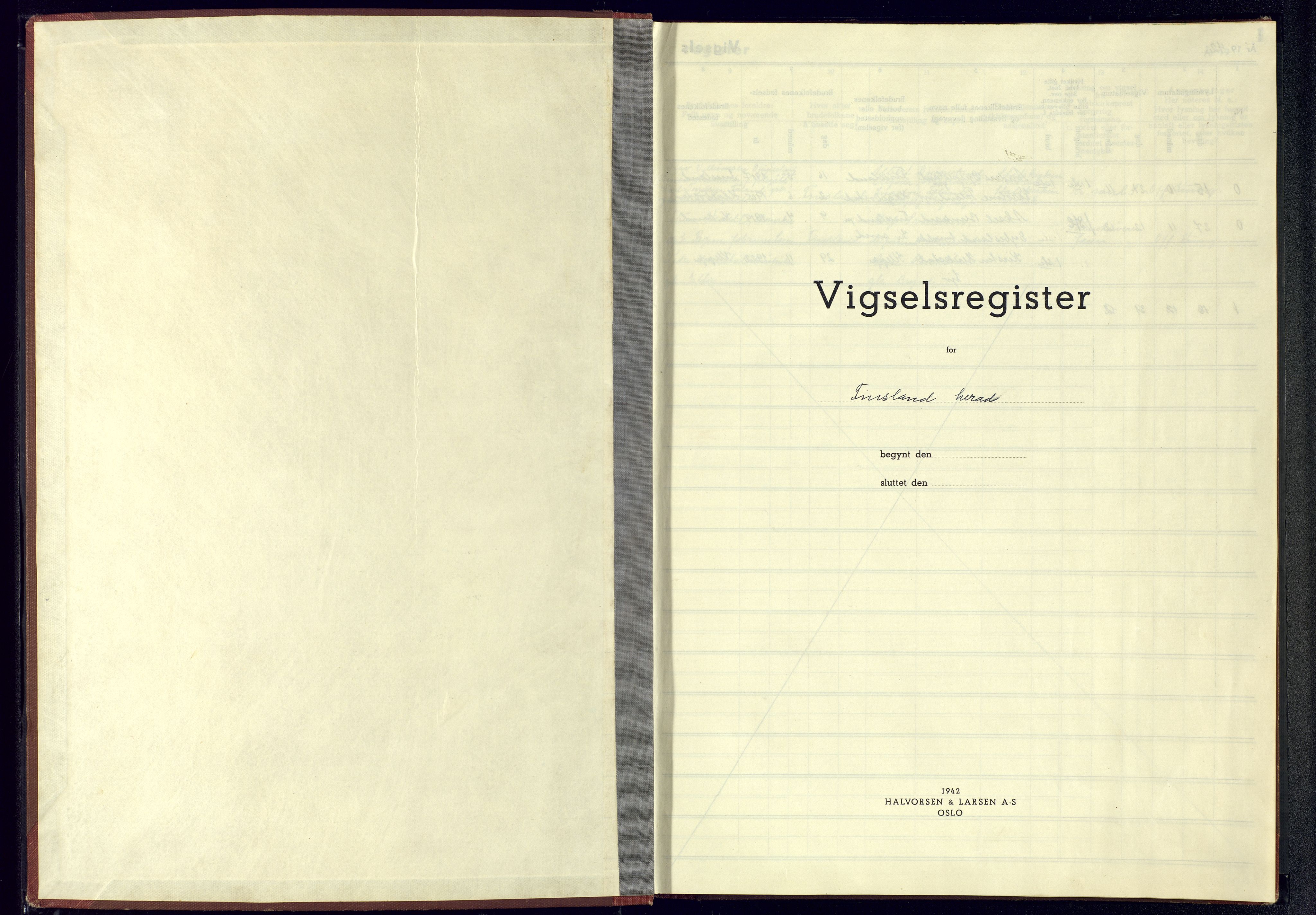 Bjelland sokneprestkontor, SAK/1111-0005/J/Jb/L0009: Vigselsregister nr. II.6.9, 1942-1956