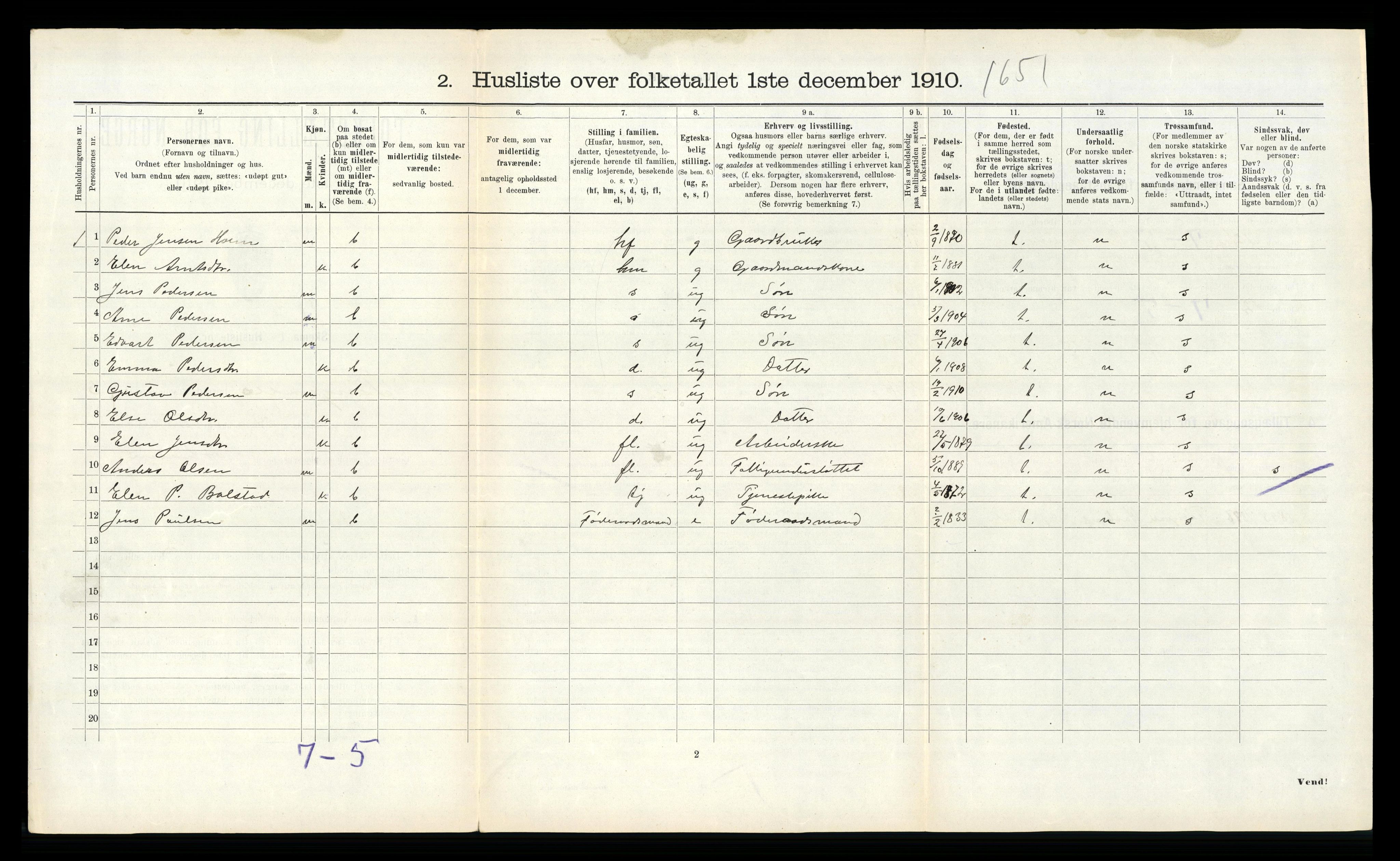 RA, Folketelling 1910 for 1560 Tingvoll herred, 1910, s. 390