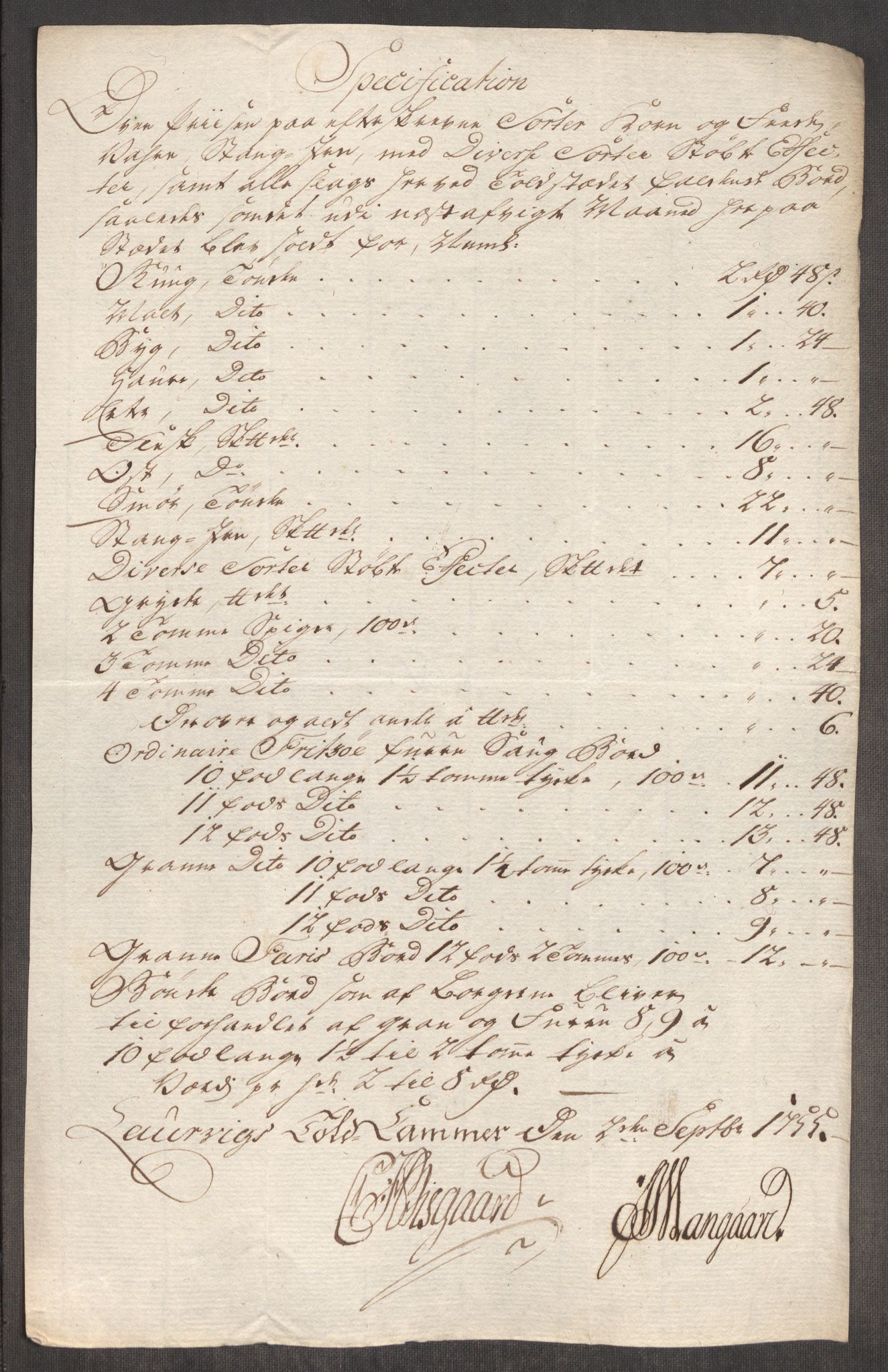 Rentekammeret inntil 1814, Realistisk ordnet avdeling, AV/RA-EA-4070/Oe/L0005: [Ø1]: Priskuranter, 1753-1757, s. 497