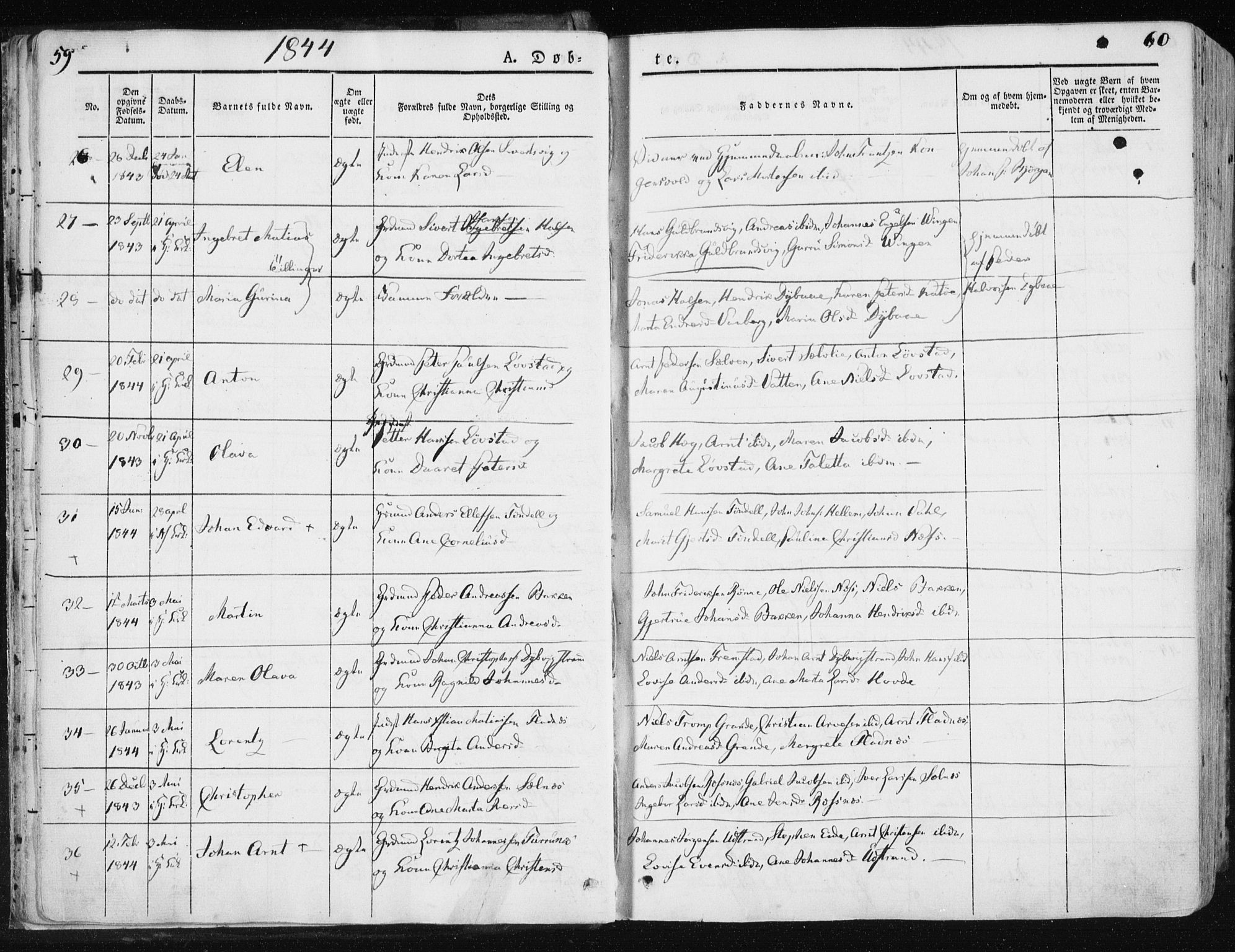 Ministerialprotokoller, klokkerbøker og fødselsregistre - Sør-Trøndelag, SAT/A-1456/659/L0736: Ministerialbok nr. 659A06, 1842-1856, s. 59-60
