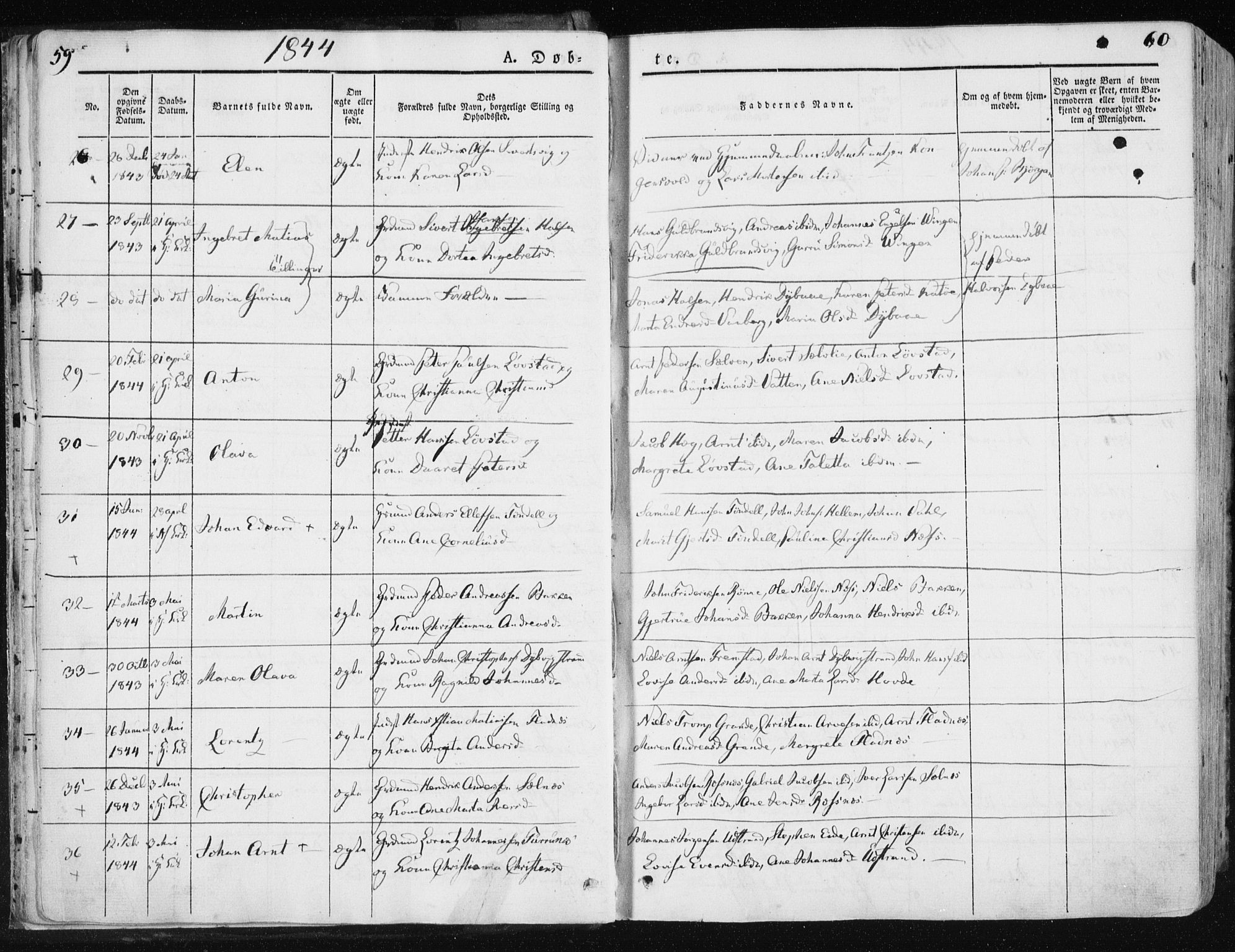 Ministerialprotokoller, klokkerbøker og fødselsregistre - Sør-Trøndelag, AV/SAT-A-1456/659/L0736: Ministerialbok nr. 659A06, 1842-1856, s. 59-60
