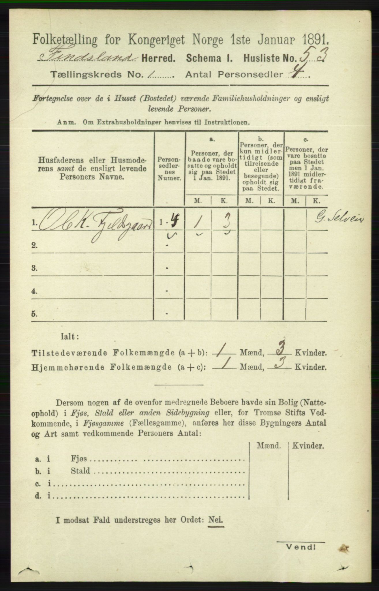 RA, Folketelling 1891 for 1023 Finsland herred, 1891, s. 67