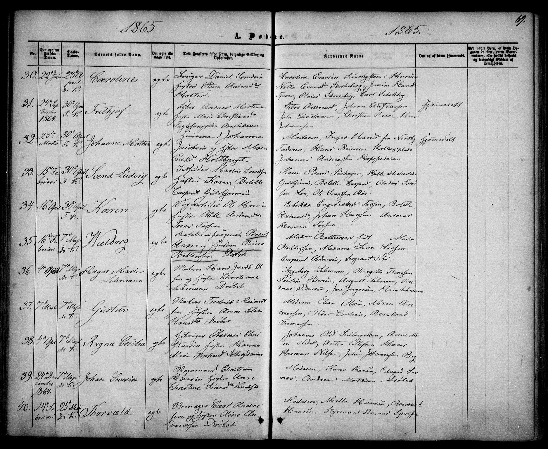 Drøbak prestekontor Kirkebøker, AV/SAO-A-10142a/F/Fa/L0002: Ministerialbok nr. I 2, 1858-1870, s. 69