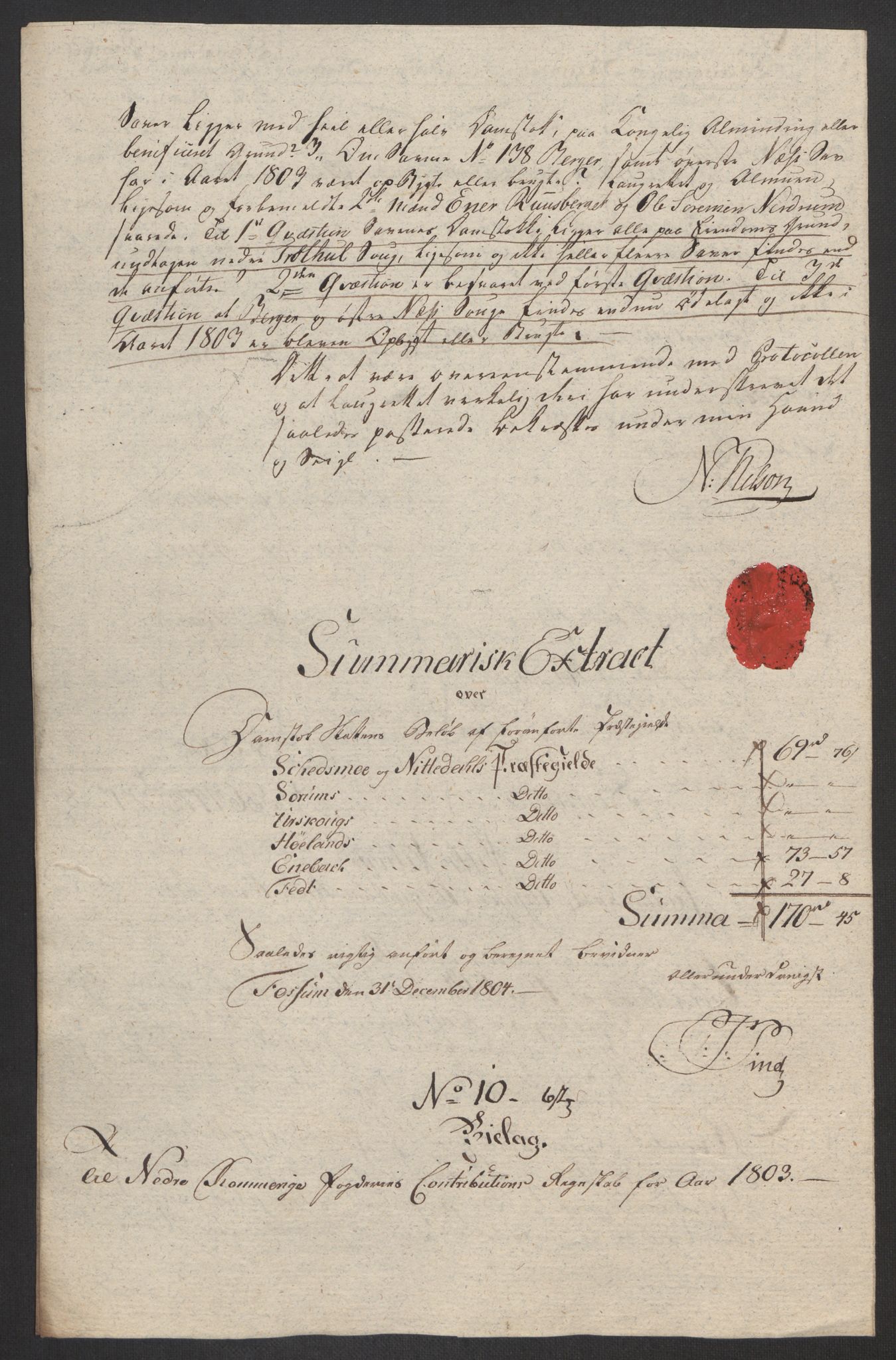 Rentekammeret inntil 1814, Reviderte regnskaper, Fogderegnskap, AV/RA-EA-4092/R11/L0679: Fogderegnskap Nedre Romerike, 1803, s. 74