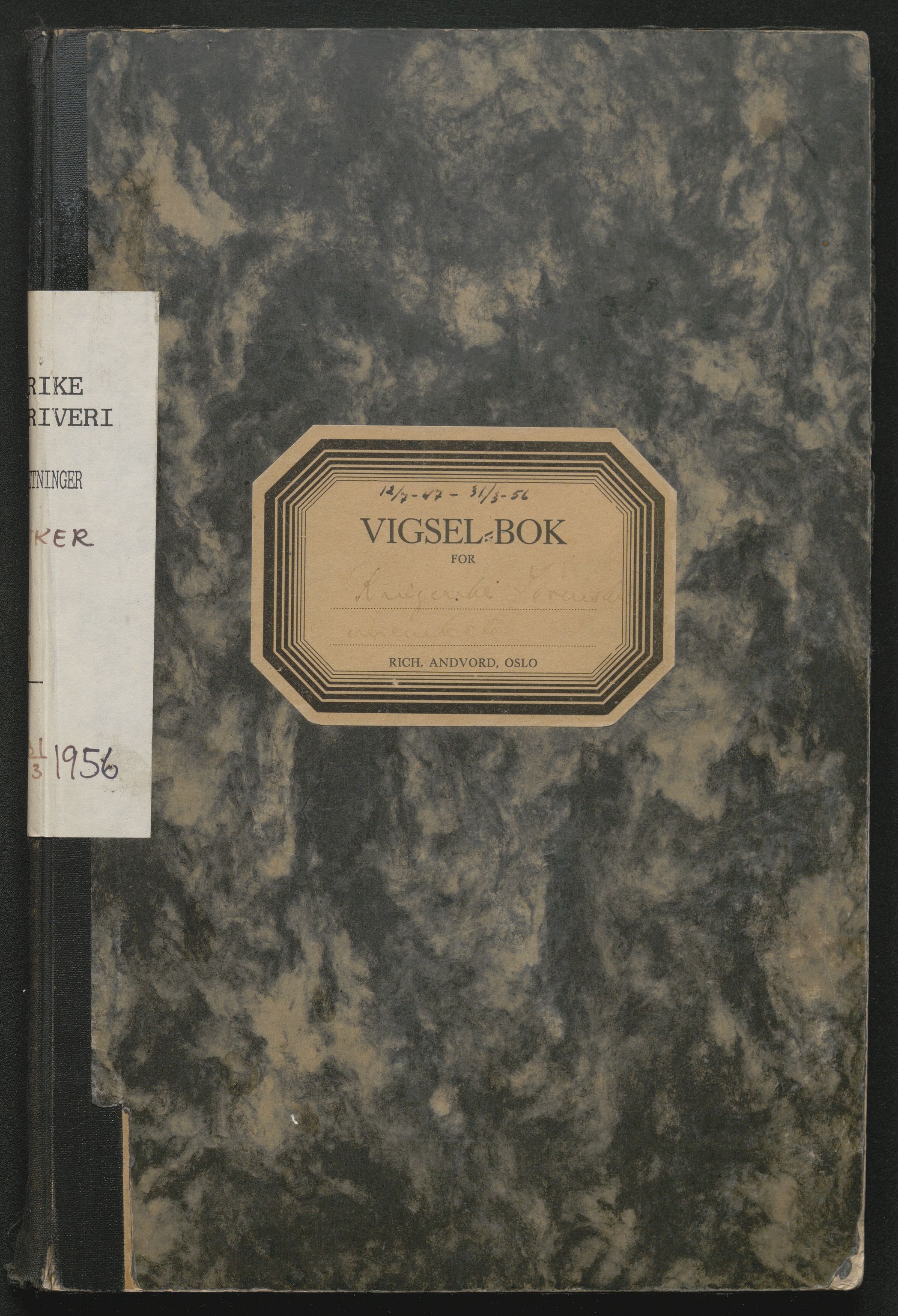 Ringerike sorenskriveri, SAKO/A-105/L/Lc/L0005: Vigselsbok, 1947-1956