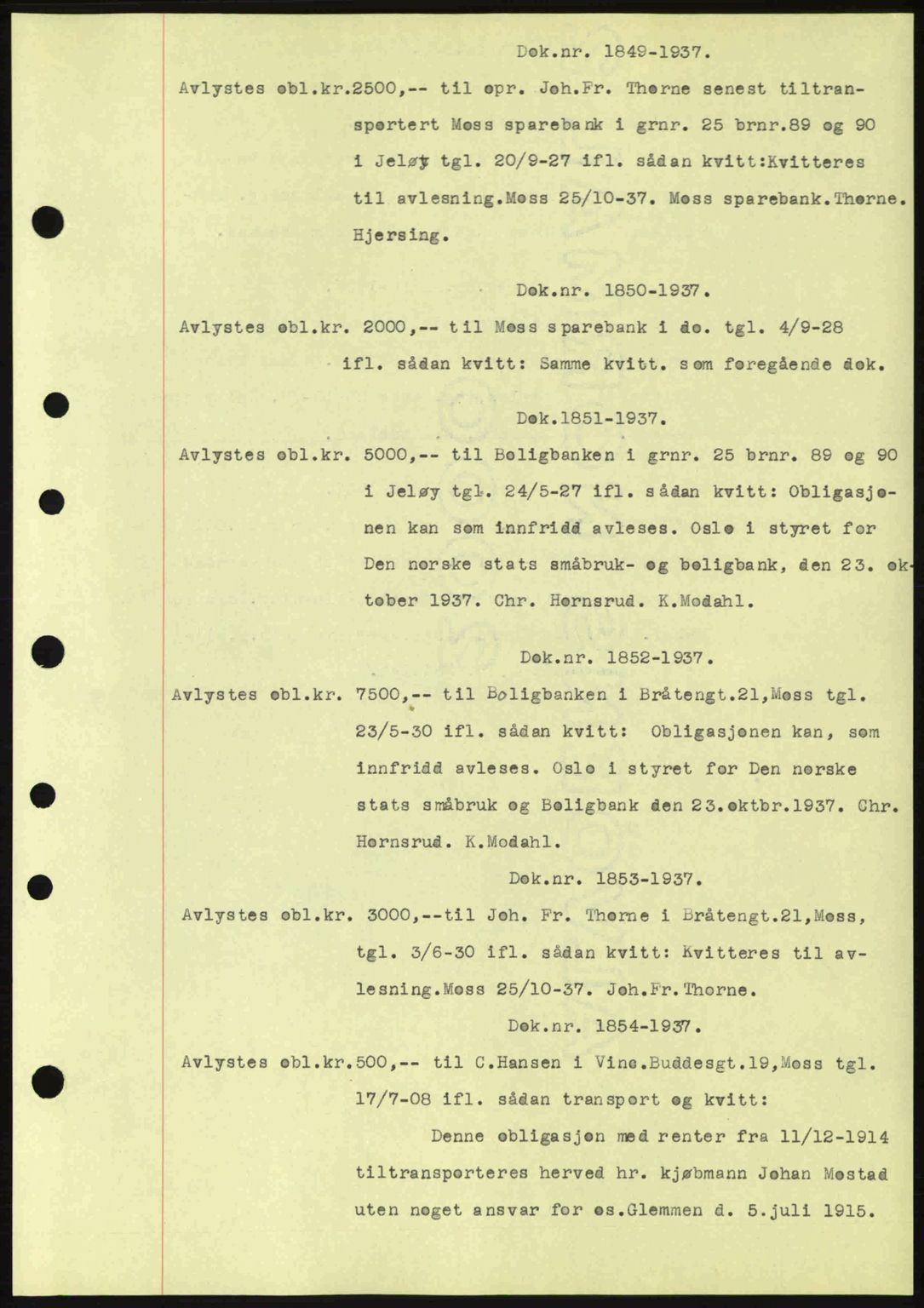 Moss sorenskriveri, SAO/A-10168: Pantebok nr. B4, 1937-1938, Dagboknr: 1849/1937