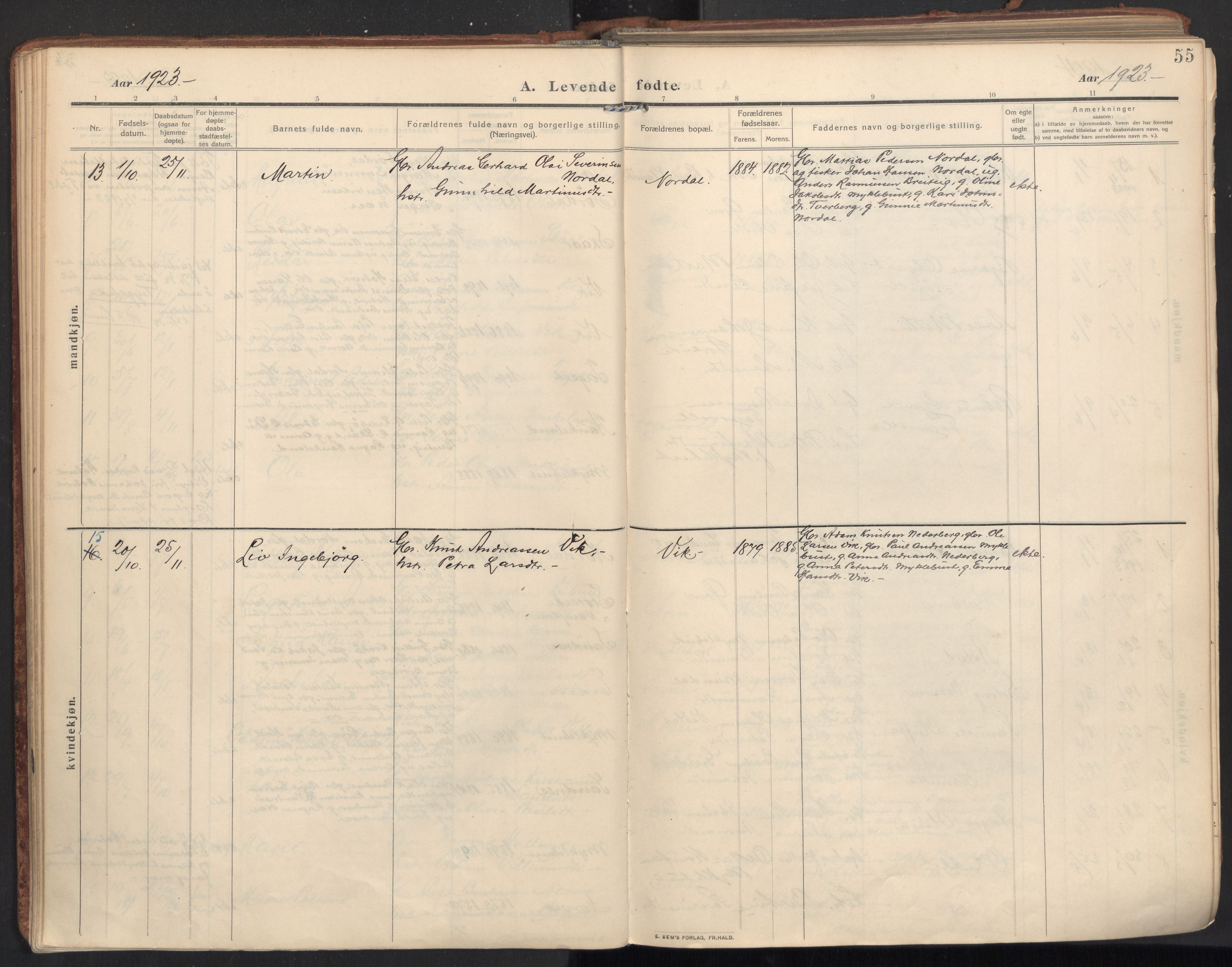 Ministerialprotokoller, klokkerbøker og fødselsregistre - Møre og Romsdal, AV/SAT-A-1454/502/L0026: Ministerialbok nr. 502A04, 1909-1933, s. 55