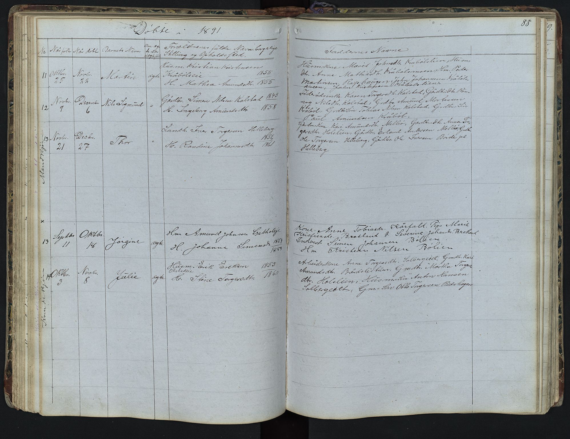 Vestre Gausdal prestekontor, AV/SAH-PREST-094/H/Ha/Hab/L0001: Klokkerbok nr. 1, 1867-1895, s. 88