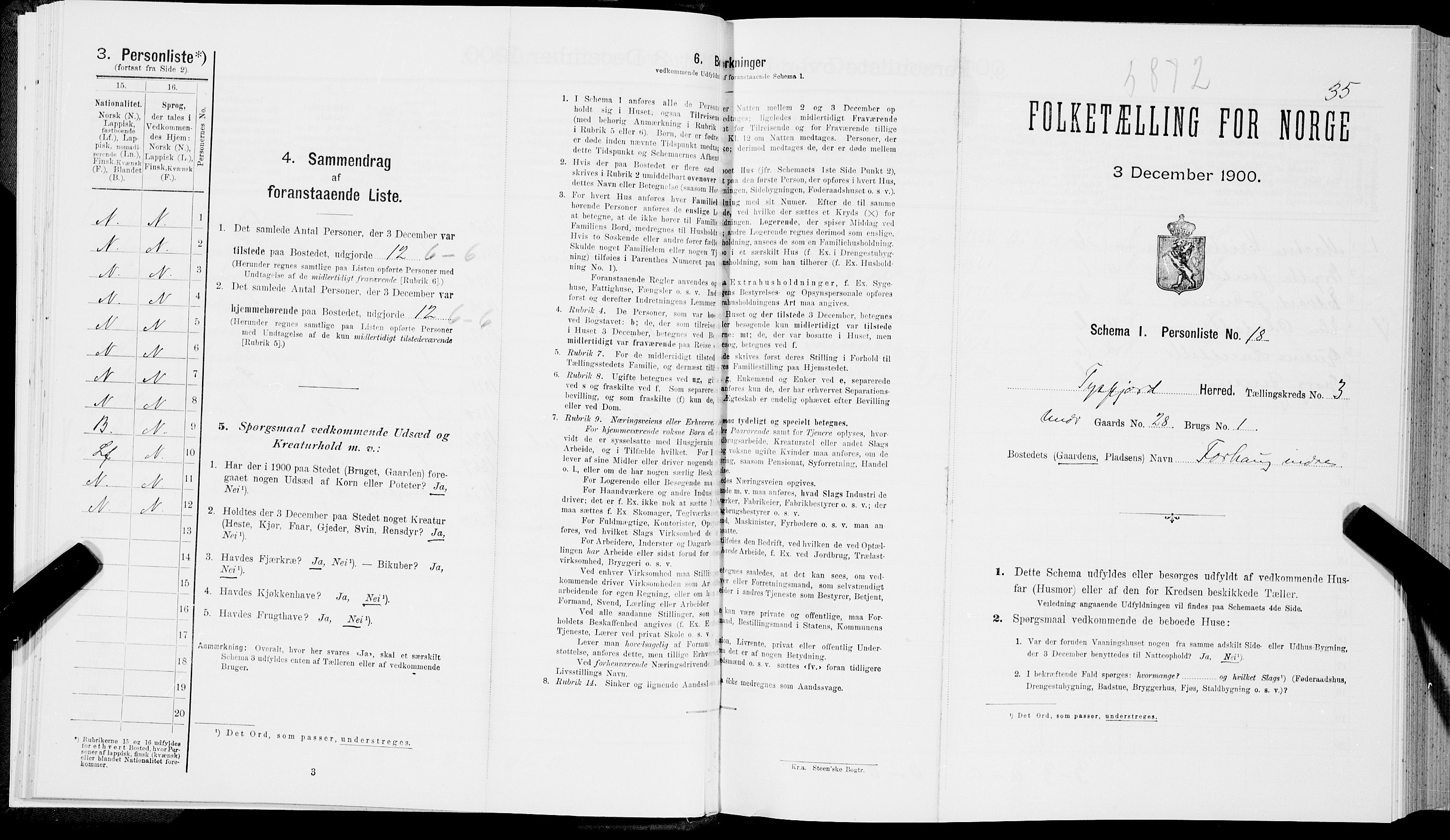SAT, Folketelling 1900 for 1850 Tysfjord herred, 1900, s. 331