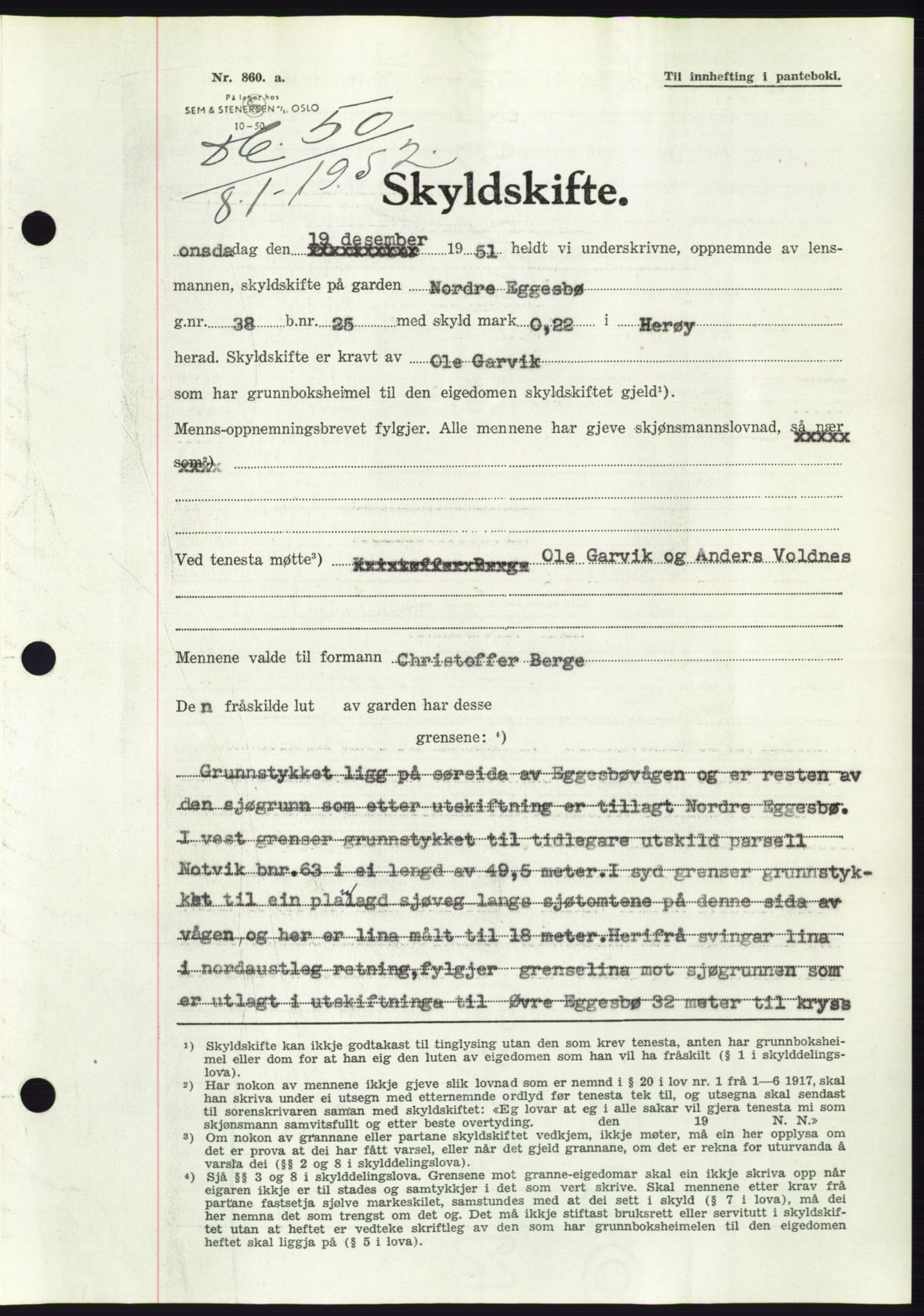 Søre Sunnmøre sorenskriveri, SAT/A-4122/1/2/2C/L0091: Pantebok nr. 17A, 1951-1952, Dagboknr: 50/1952
