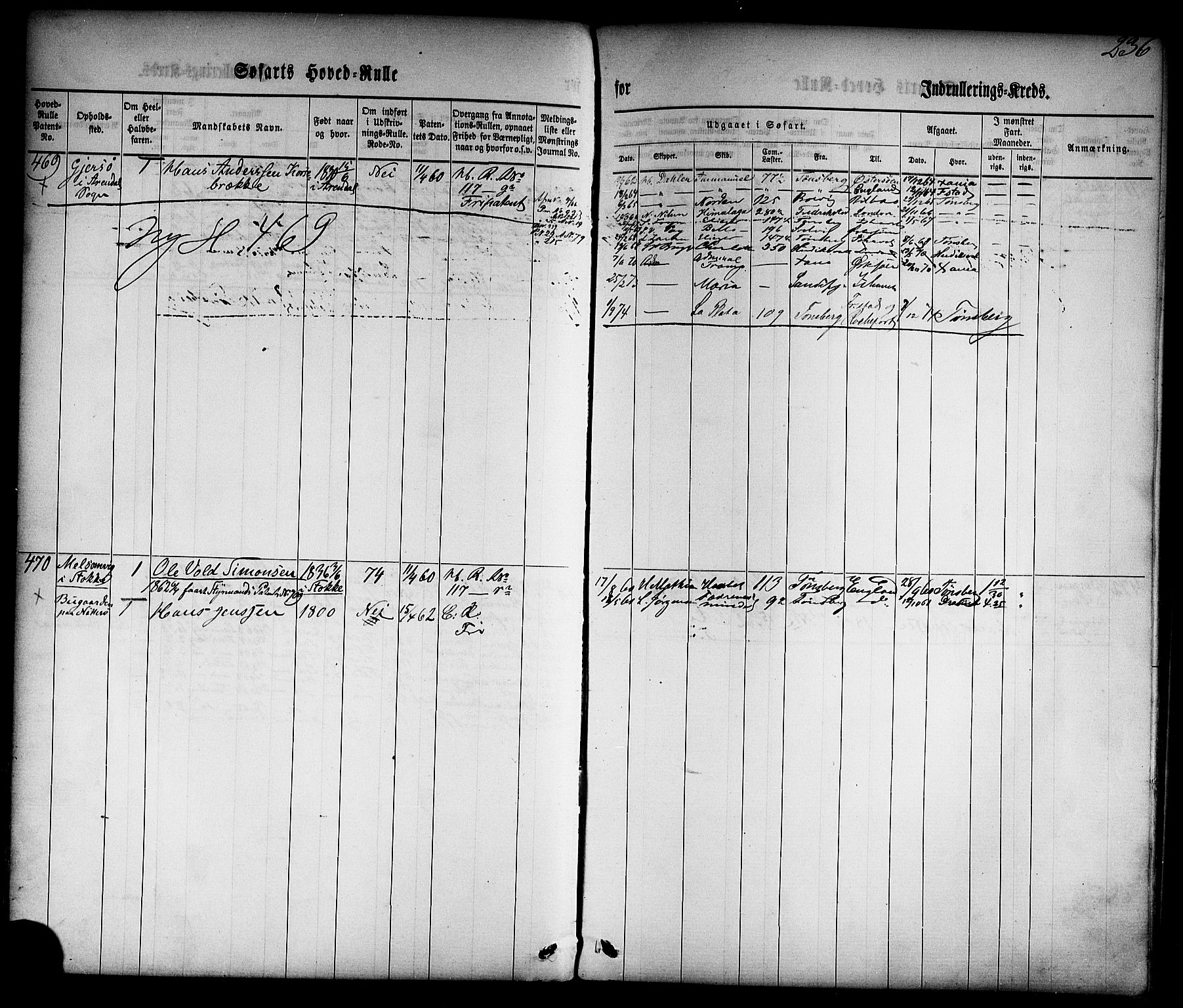 Tønsberg innrulleringskontor, AV/SAKO-A-786/F/Fc/Fca/L0001: Hovedrulle Patent nr. 1-1428, 1860-1861, s. 275