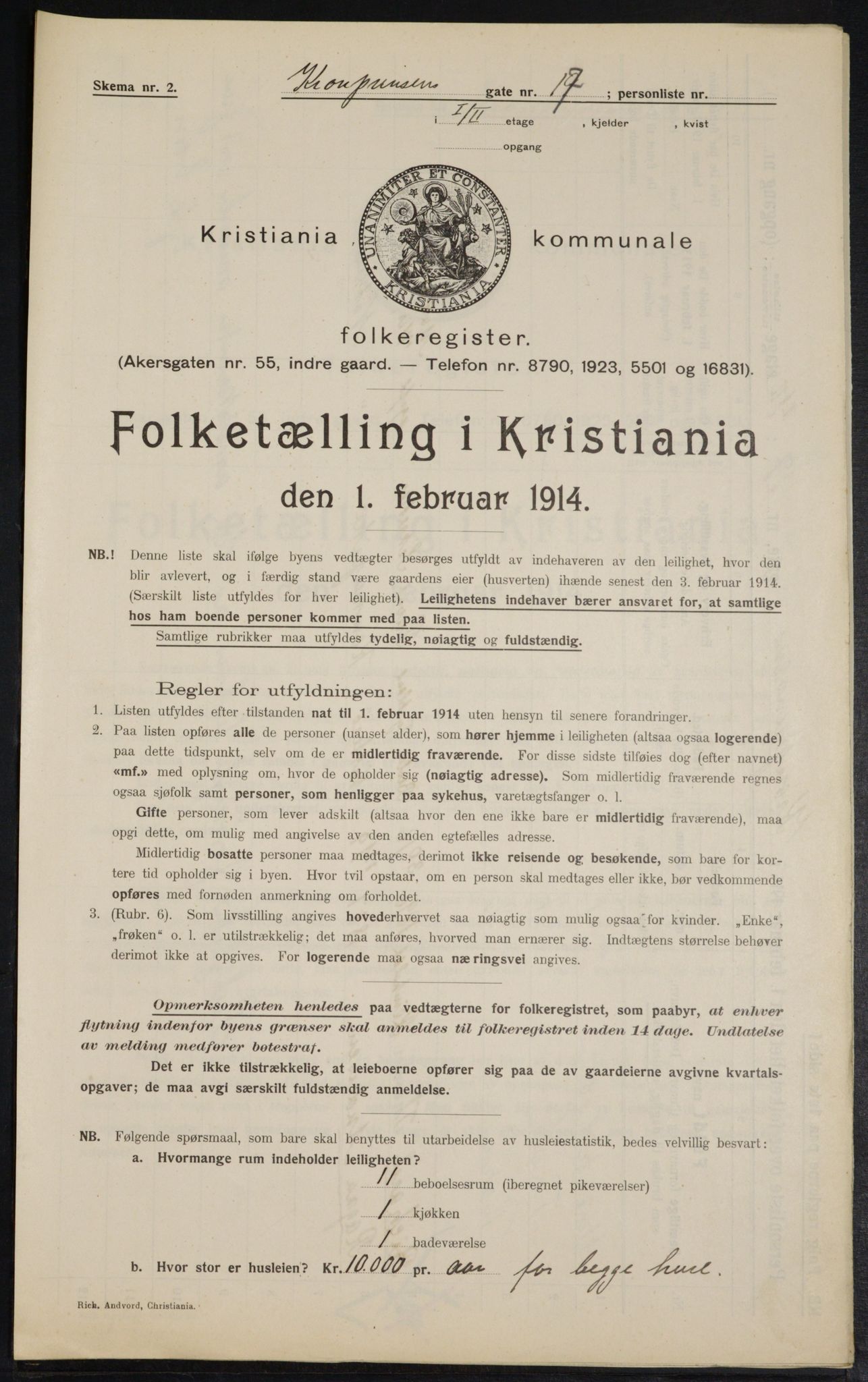 OBA, Kommunal folketelling 1.2.1914 for Kristiania, 1914, s. 54618