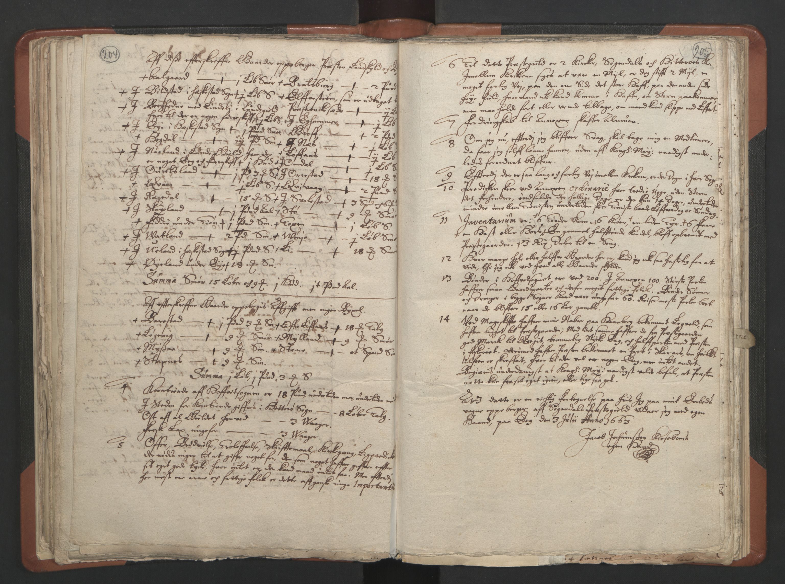 RA, Sogneprestenes manntall 1664-1666, nr. 17: Jæren prosti og Dalane prosti, 1664-1666, s. 204-205