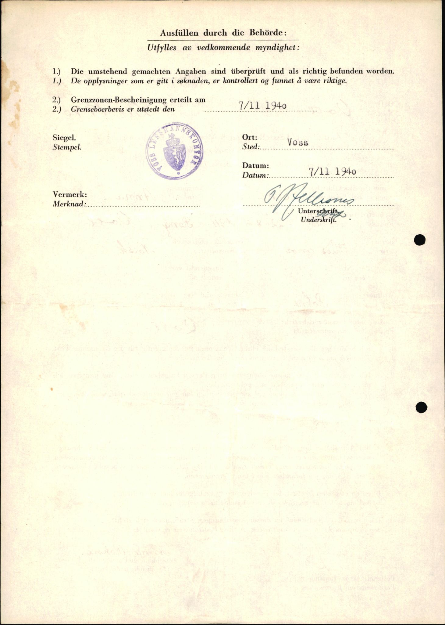 Lensmannen i Voss, AV/SAB-A-35801/0026/L0007: Søknader om grensebuarbevis, 4501 - 5500, 1940-1945, s. 6