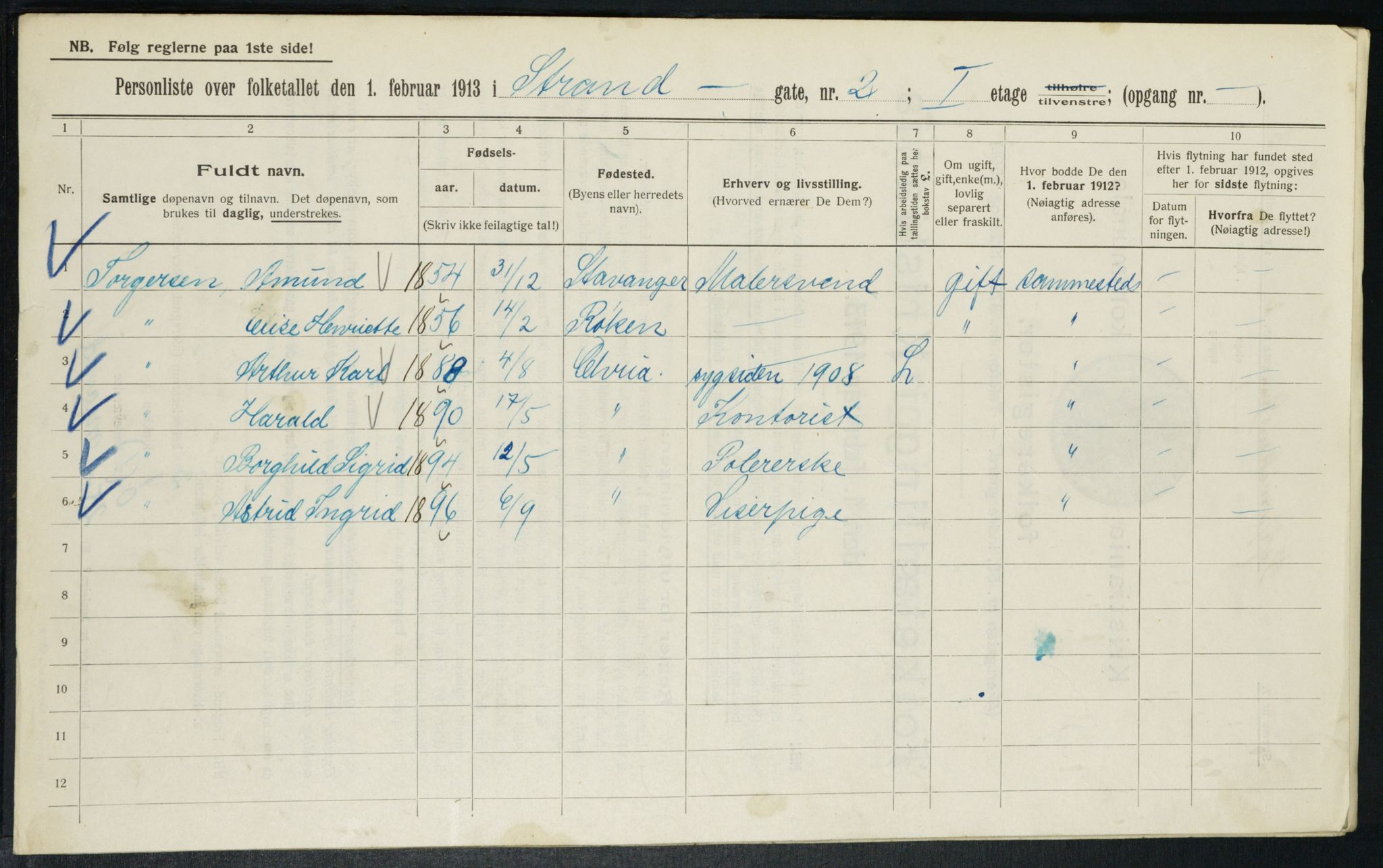 OBA, Kommunal folketelling 1.2.1913 for Kristiania, 1913, s. 103767