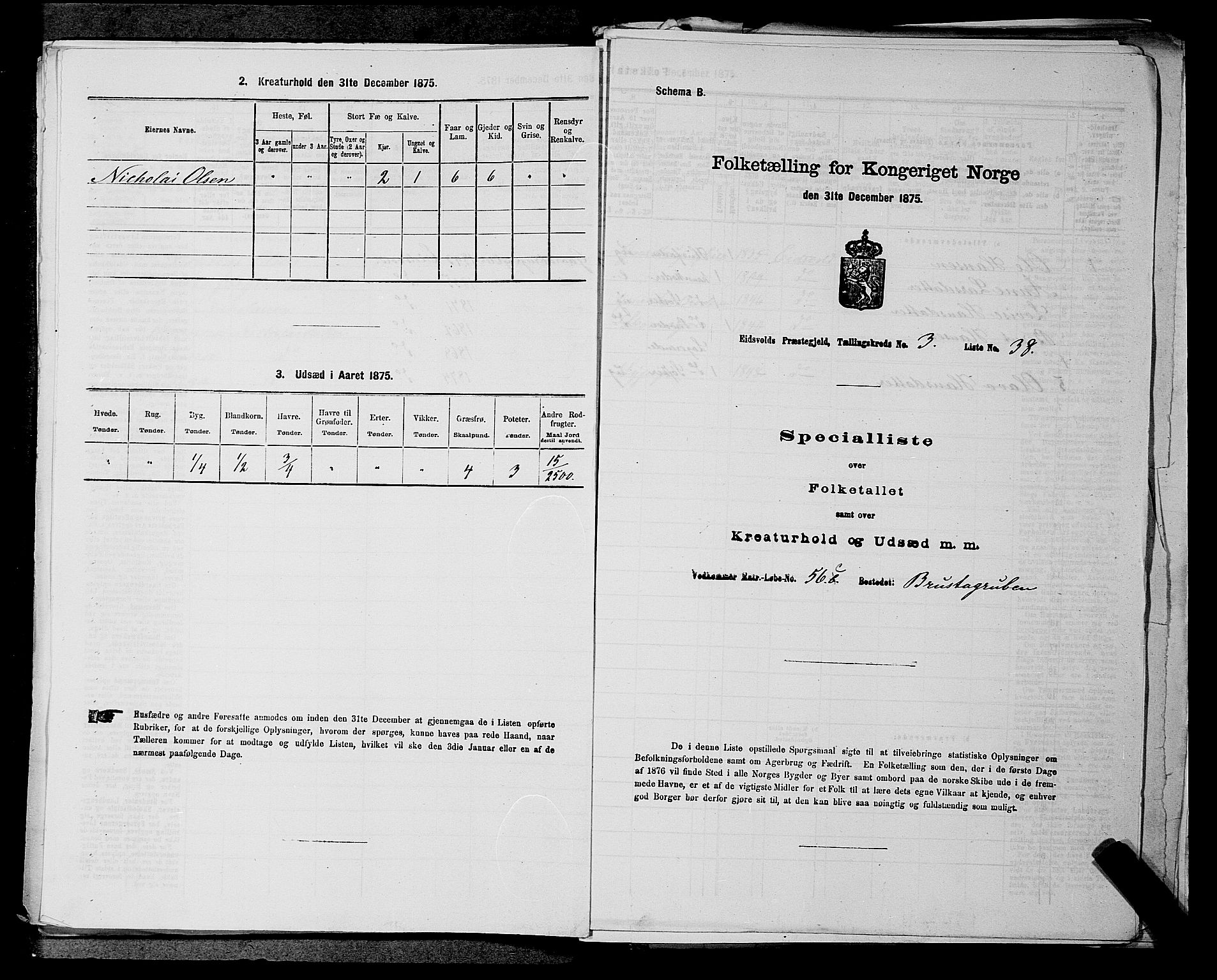 RA, Folketelling 1875 for 0237P Eidsvoll prestegjeld, 1875, s. 448