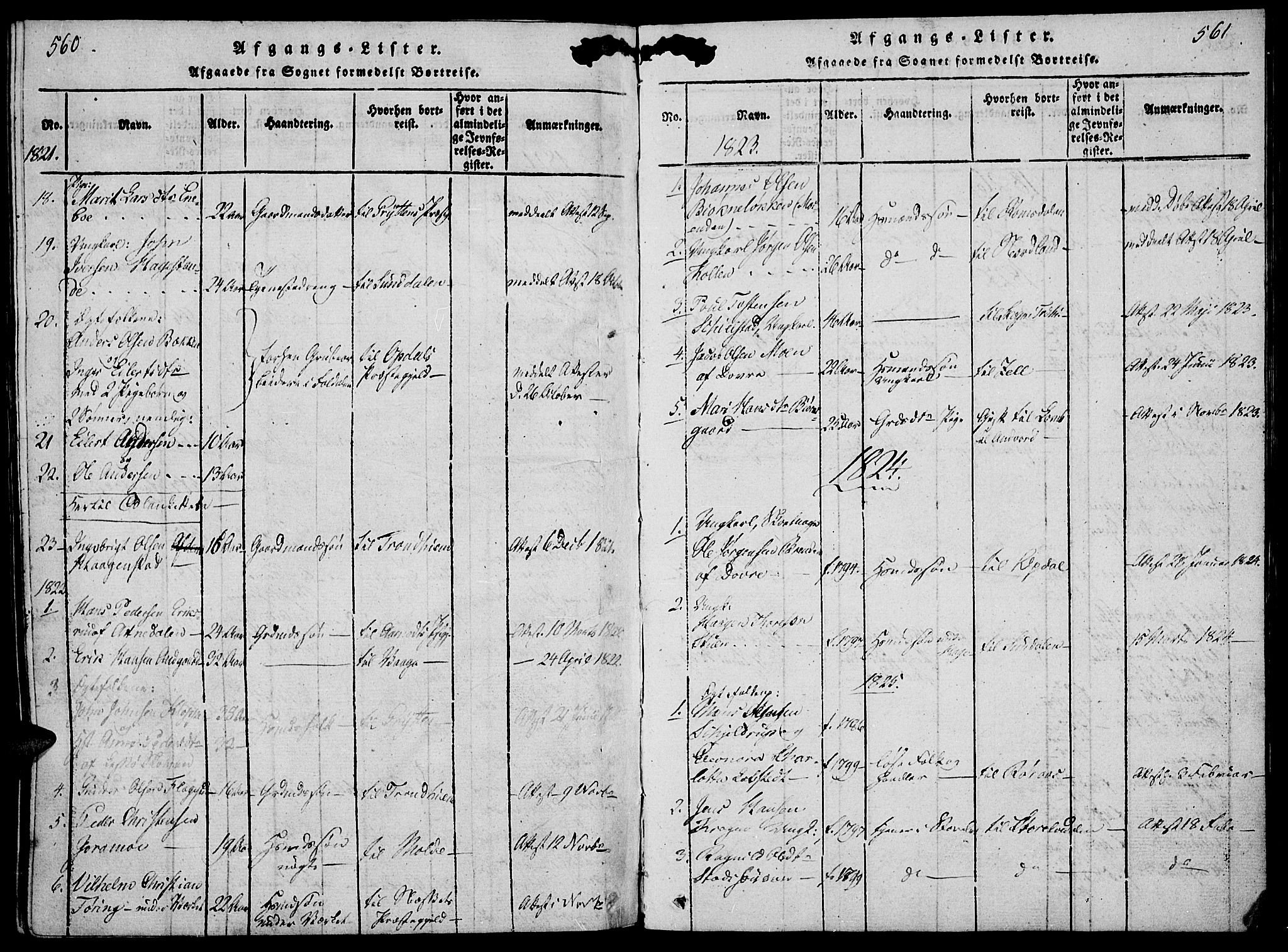 Lesja prestekontor, AV/SAH-PREST-068/H/Ha/Haa/L0004: Ministerialbok nr. 4, 1820-1829, s. 560-561