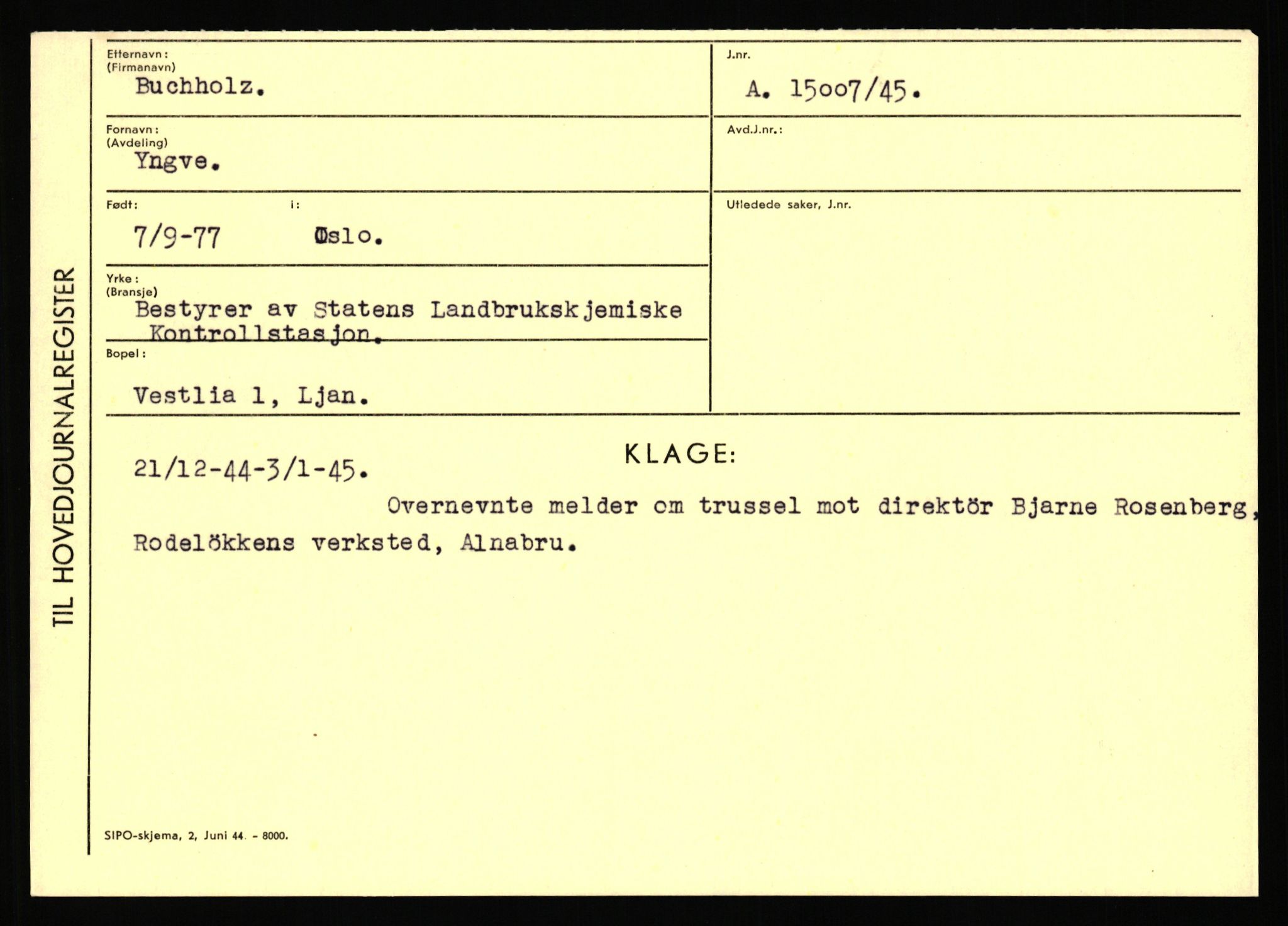 Statspolitiet - Hovedkontoret / Osloavdelingen, AV/RA-S-1329/C/Ca/L0003: Brechan - Eichinger	, 1943-1945, s. 989