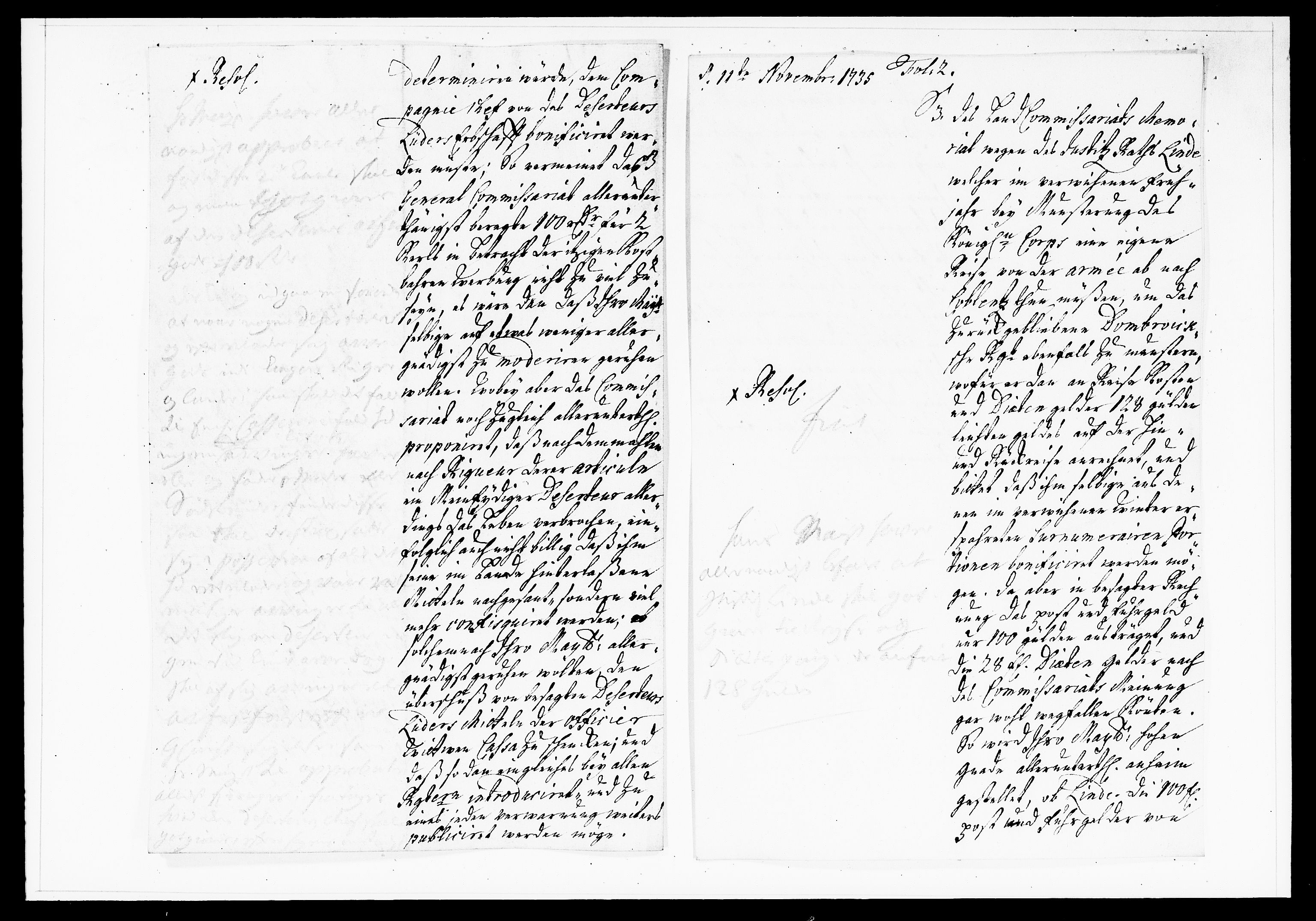 Krigskollegiet, Krigskancelliet, DRA/A-0006/-/1122-1129: Refererede sager, 1735, s. 523