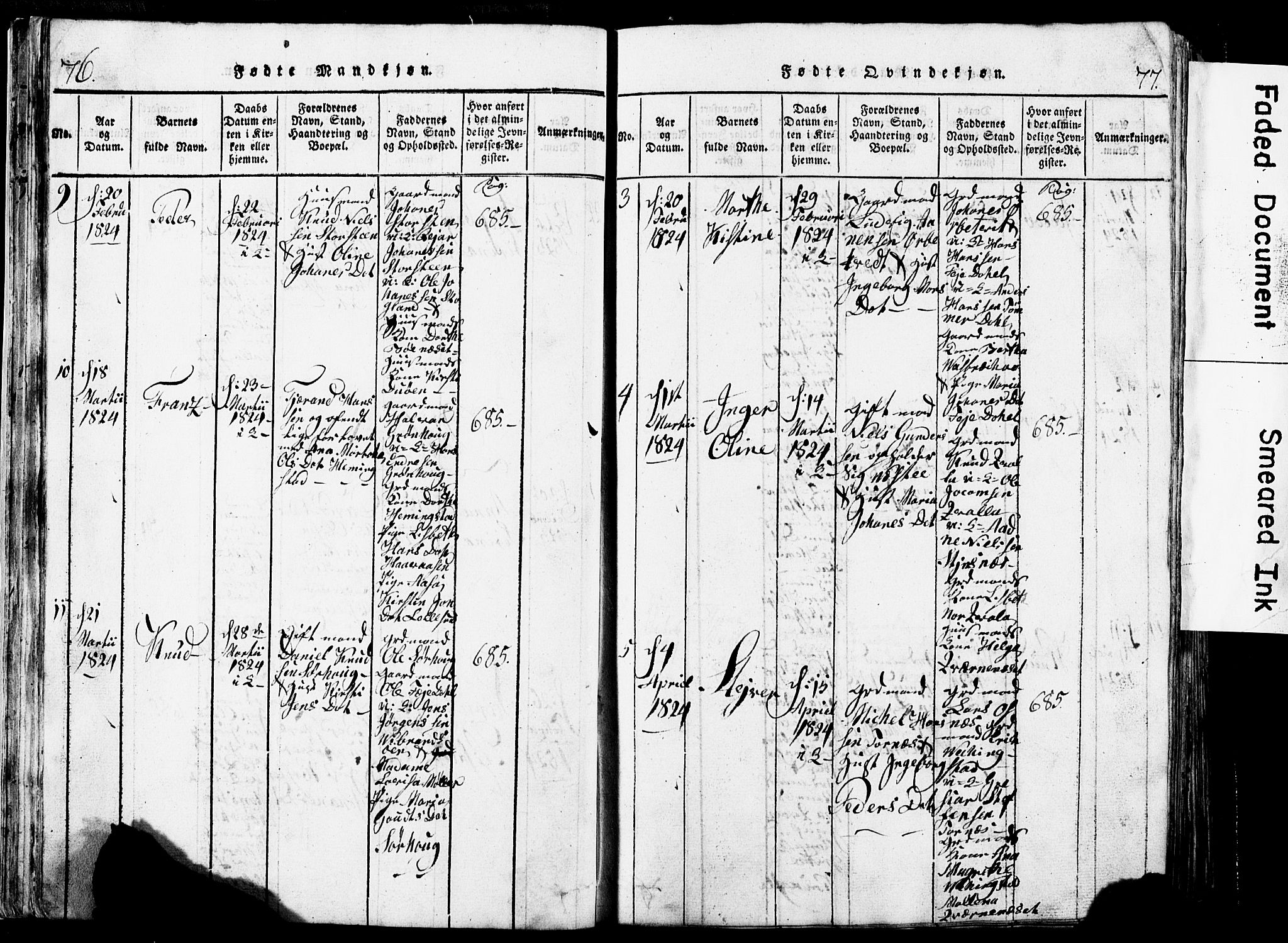 Torvastad sokneprestkontor, AV/SAST-A -101857/H/Ha/Hab/L0002: Klokkerbok nr. B 2, 1817-1834, s. 76-77