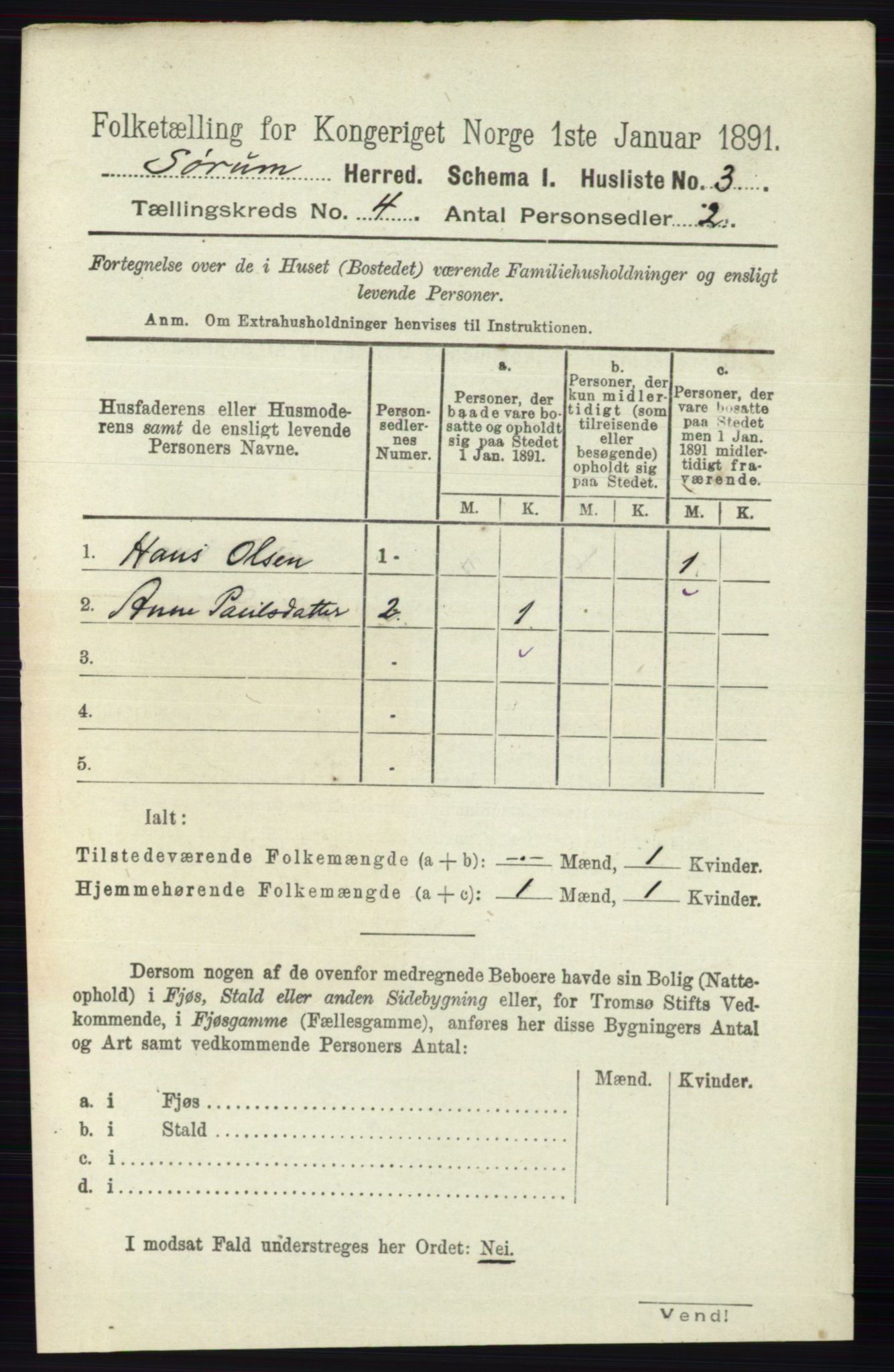 RA, Folketelling 1891 for 0226 Sørum herred, 1891, s. 1818