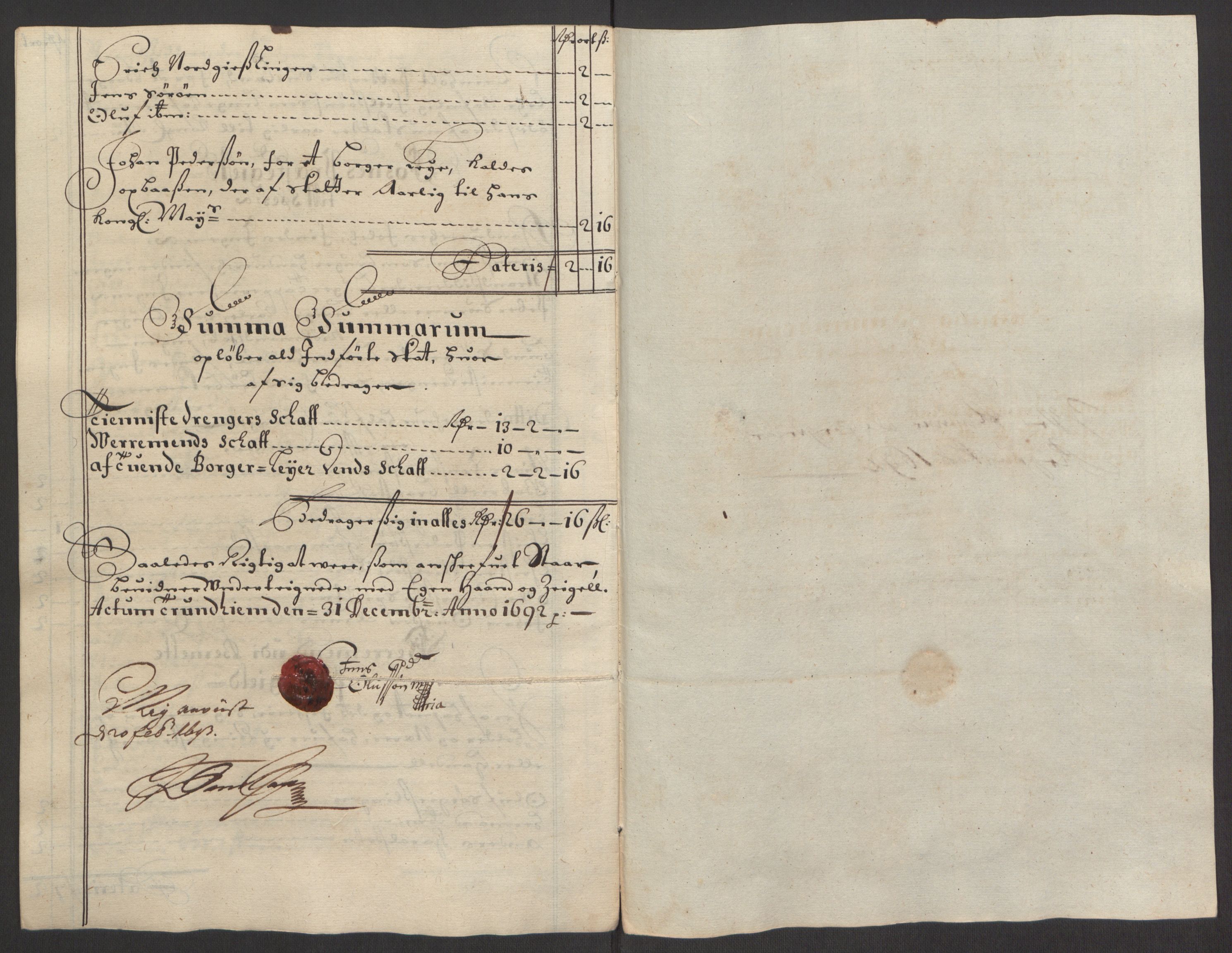 Rentekammeret inntil 1814, Reviderte regnskaper, Fogderegnskap, AV/RA-EA-4092/R64/L4424: Fogderegnskap Namdal, 1692-1695, s. 29