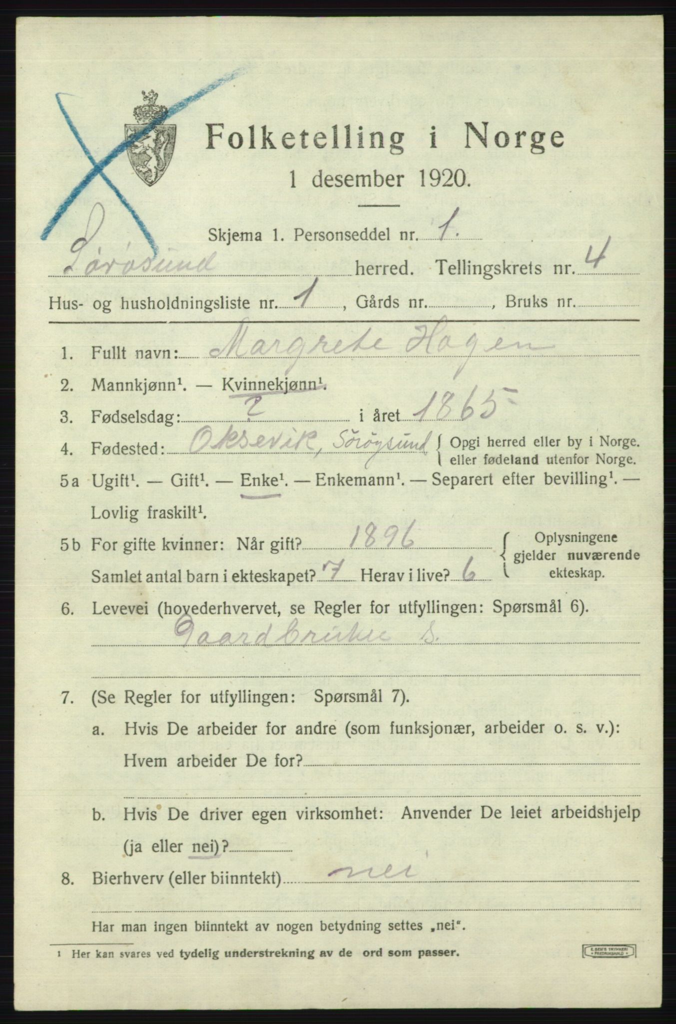 SATØ, Folketelling 1920 for 2016 Sørøysund herred, 1920, s. 1756