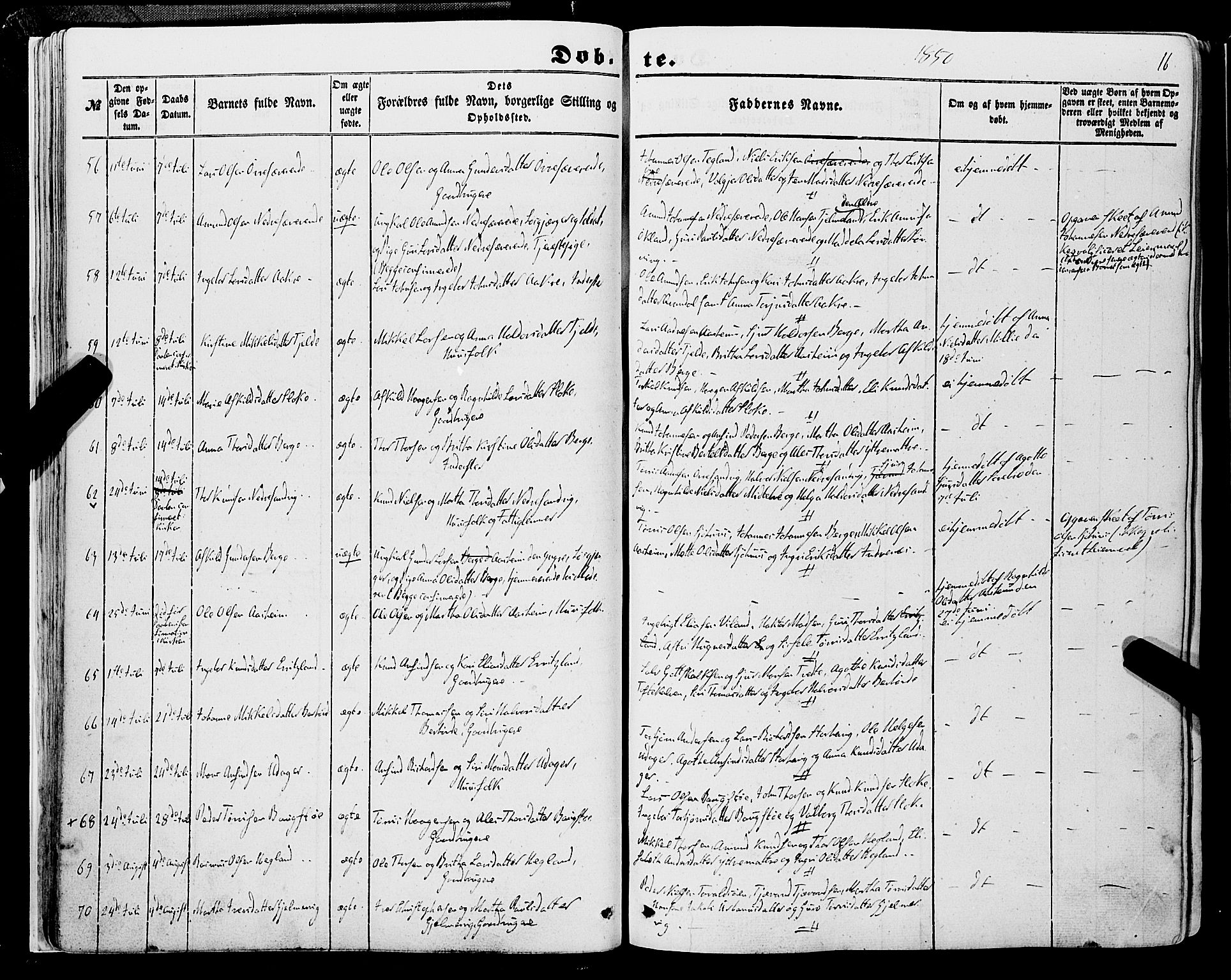 Skånevik sokneprestembete, AV/SAB-A-77801/H/Haa: Ministerialbok nr. A 5I, 1848-1869, s. 16