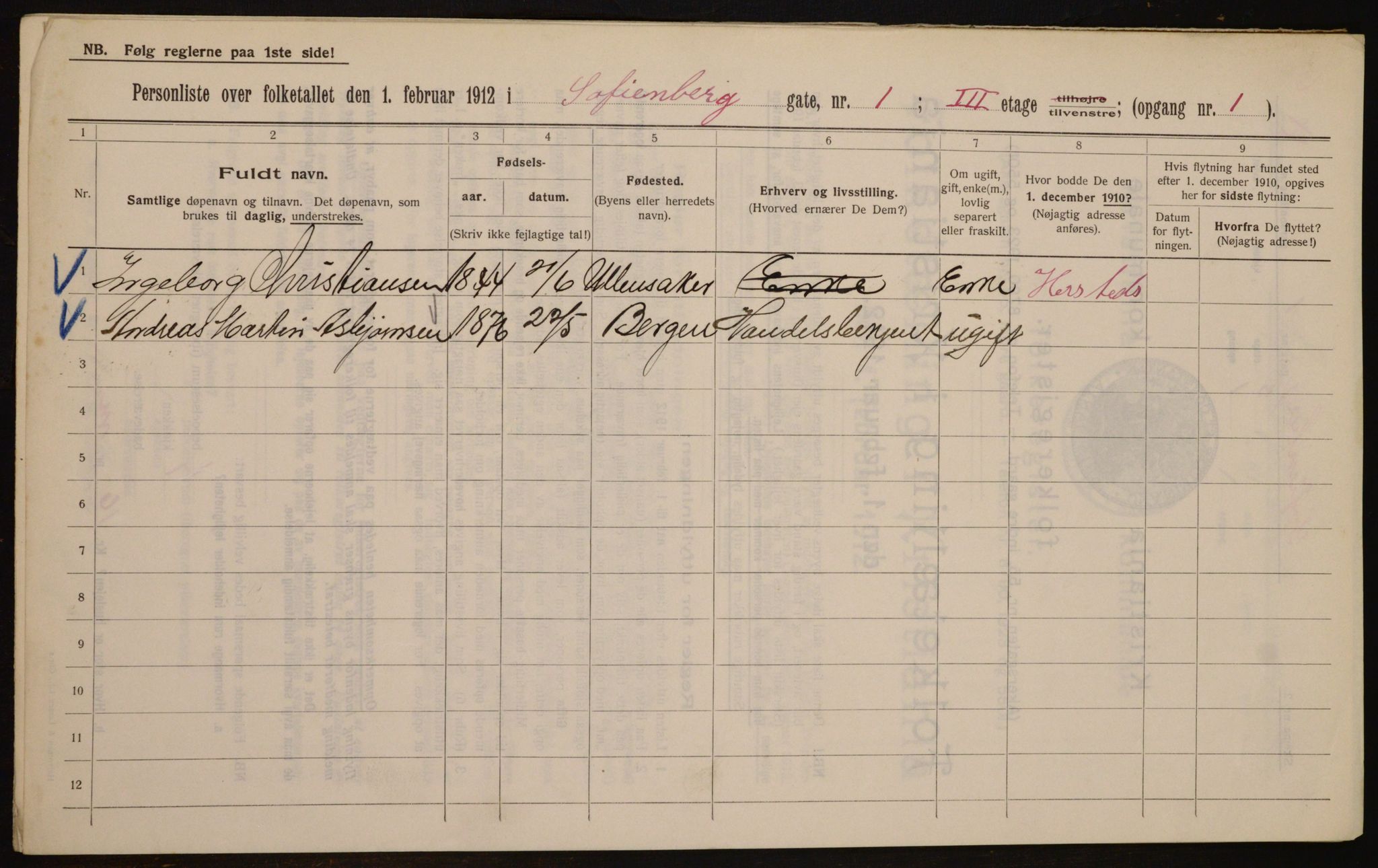 OBA, Kommunal folketelling 1.2.1912 for Kristiania, 1912, s. 98429