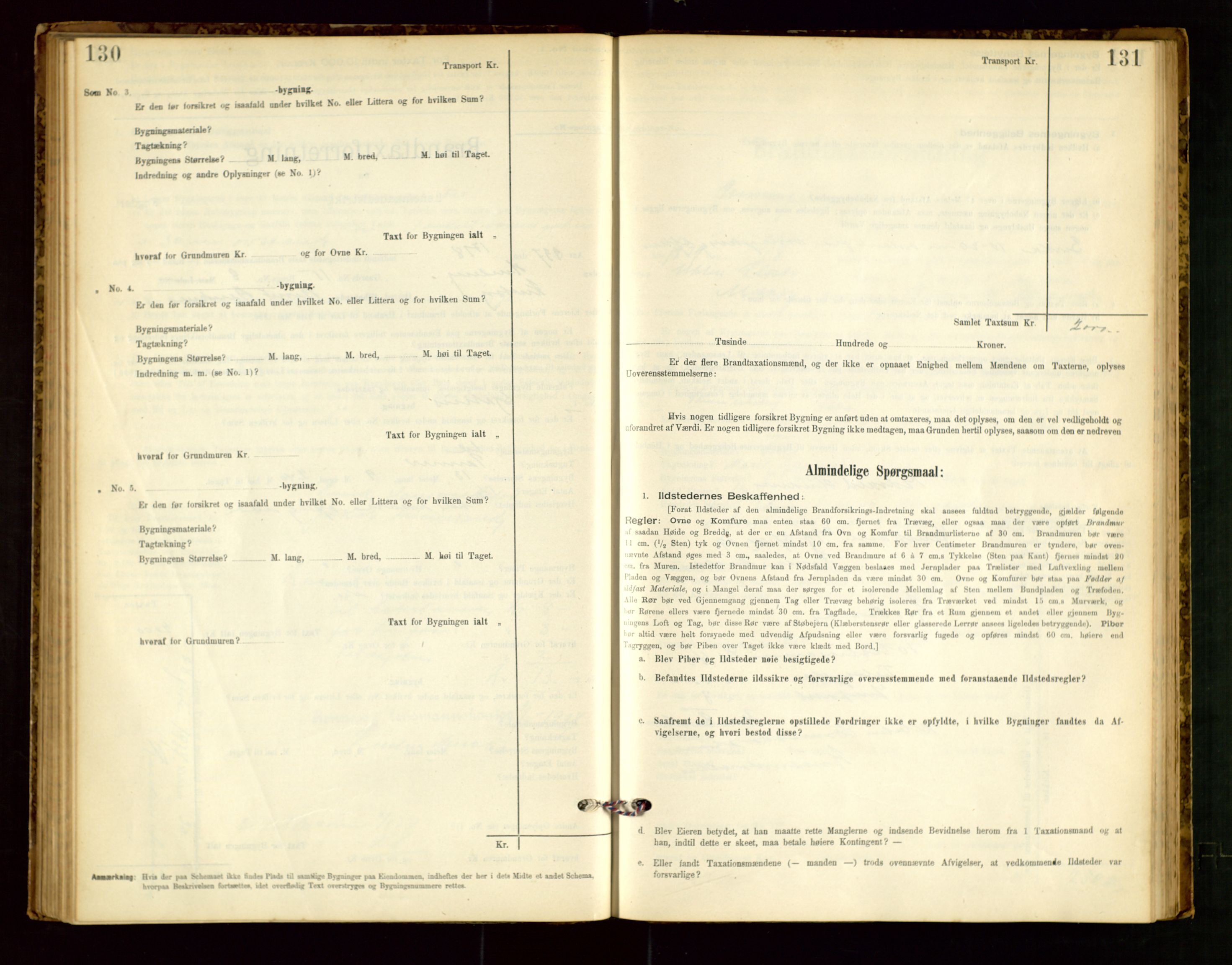 Rennesøy lensmannskontor, AV/SAST-A-100165/Gob/L0001: Branntakstprotokoll - skjematakst, 1900-1956, s. 130-131