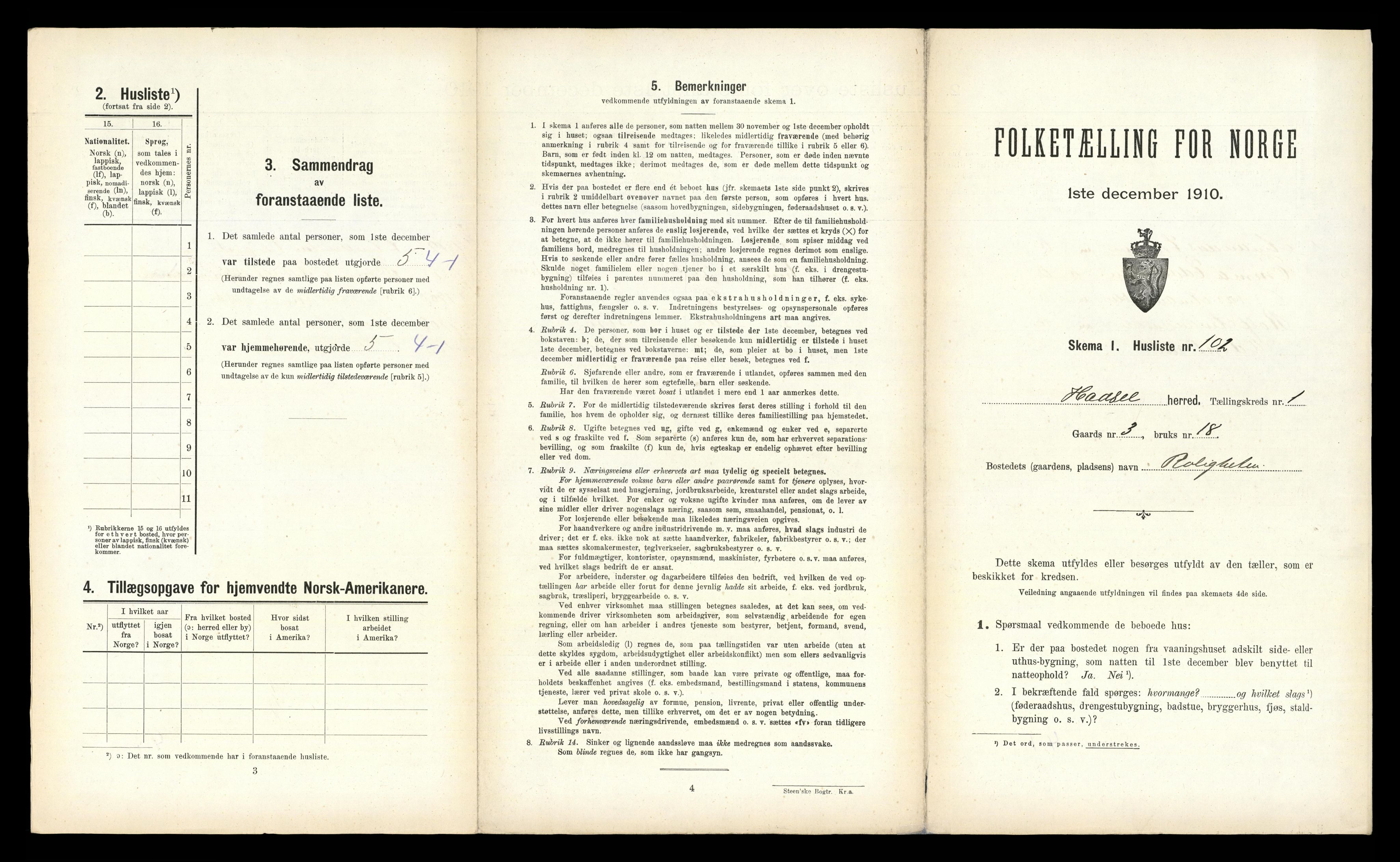 RA, Folketelling 1910 for 1866 Hadsel herred, 1910, s. 273