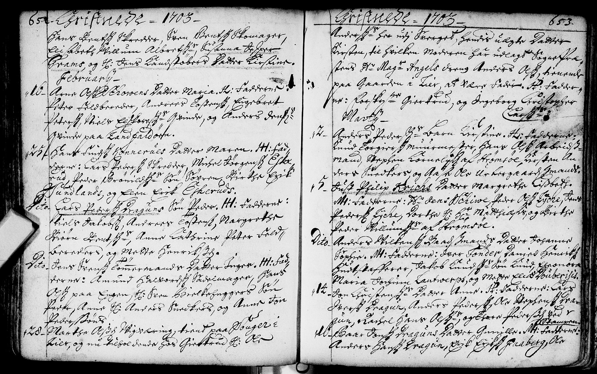 Bragernes kirkebøker, AV/SAKO-A-6/F/Fa/L0002: Ministerialbok nr. I 2, 1680-1705, s. 652-653