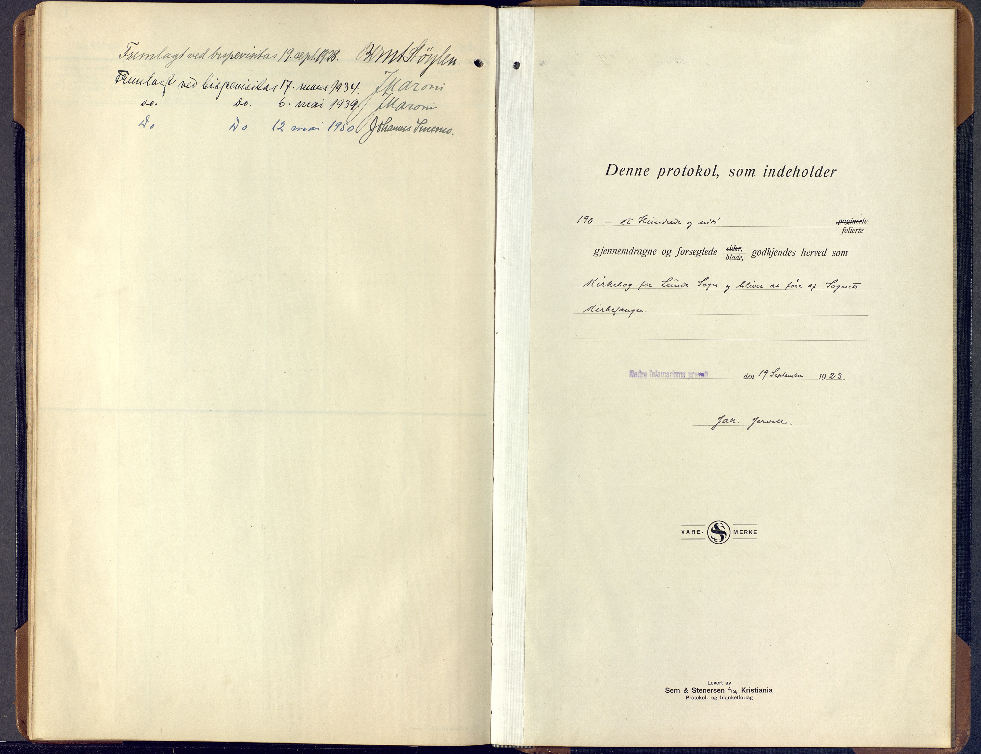 Lunde kirkebøker, SAKO/A-282/F/Fa/L0006: Ministerialbok nr. I 6, 1922-1940